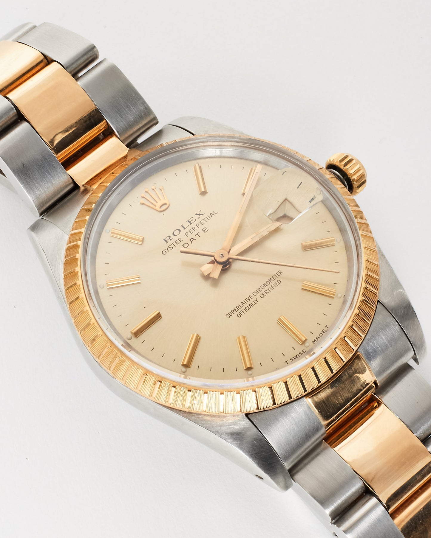 Rolex Vintage Oyster Perpetual 36 MM Dial Stainless Steel 
Yellow Gold Fluted Bezel Watch