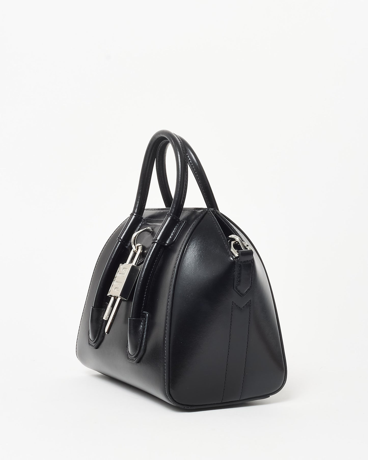 Givenchy Black Leather Lock Mini Antigona Top Handle Bag