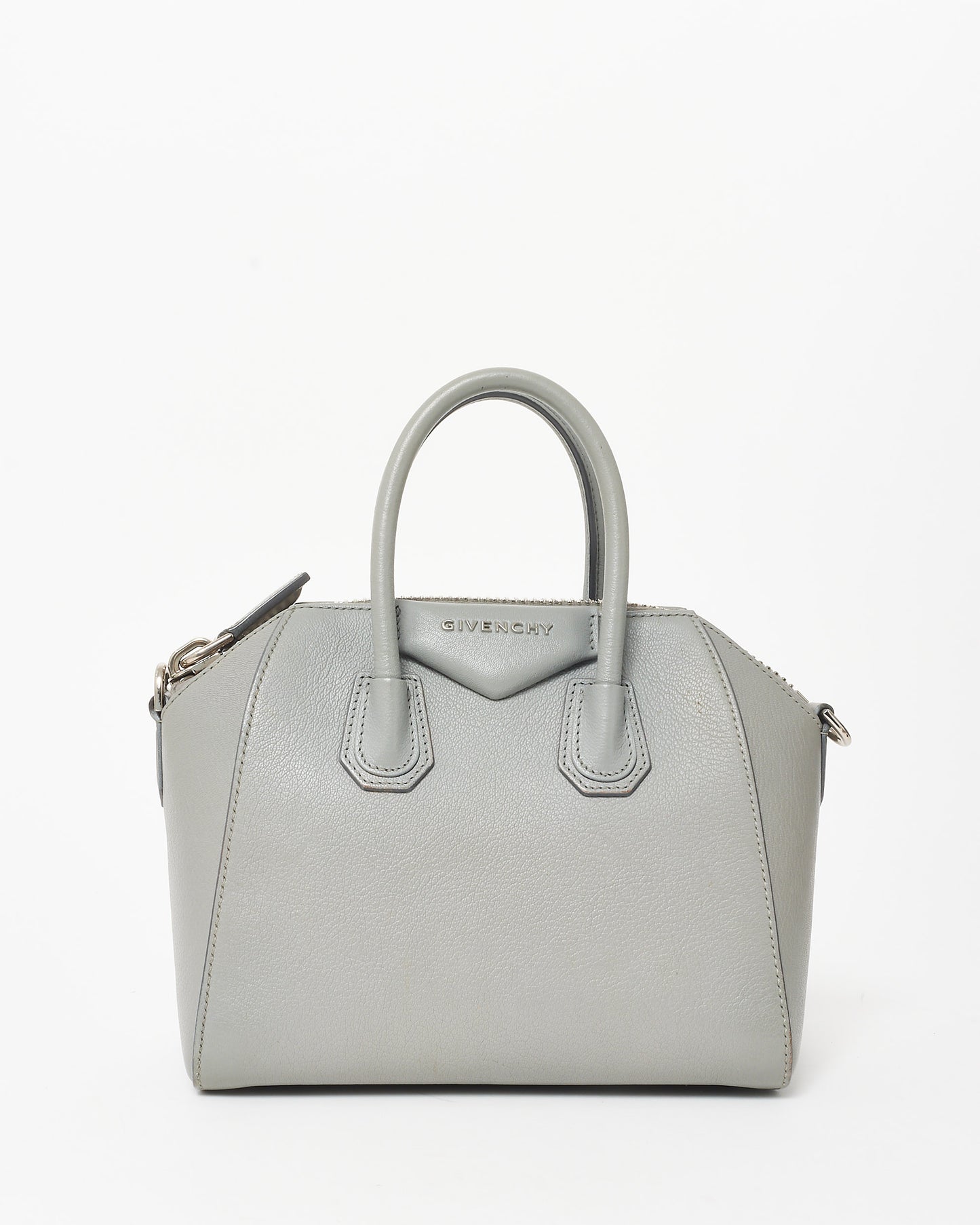 Givenchy Grey Grained Leather Leather Mini Antigona Bag