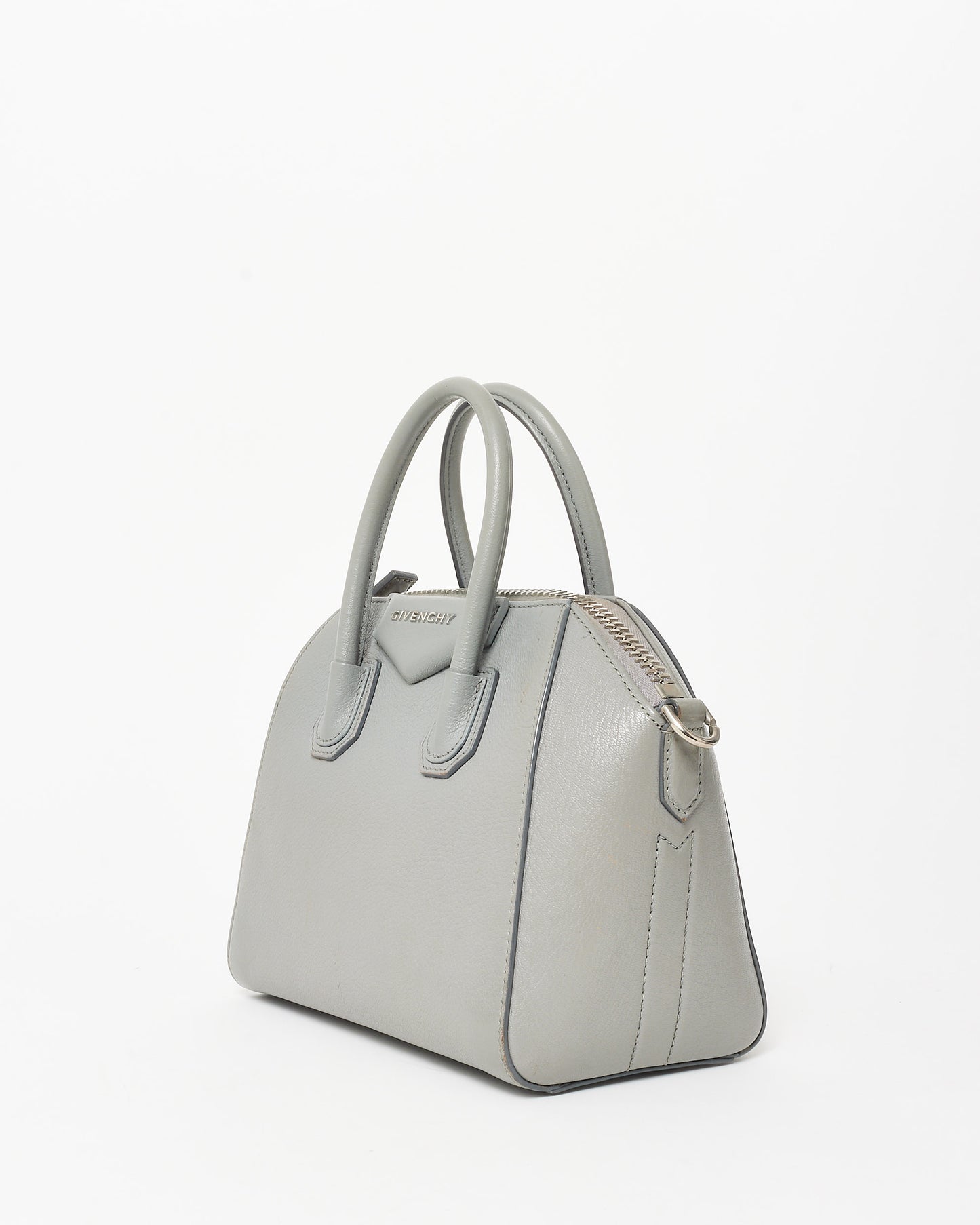 Givenchy Grey Grained Leather Leather Mini Antigona Bag