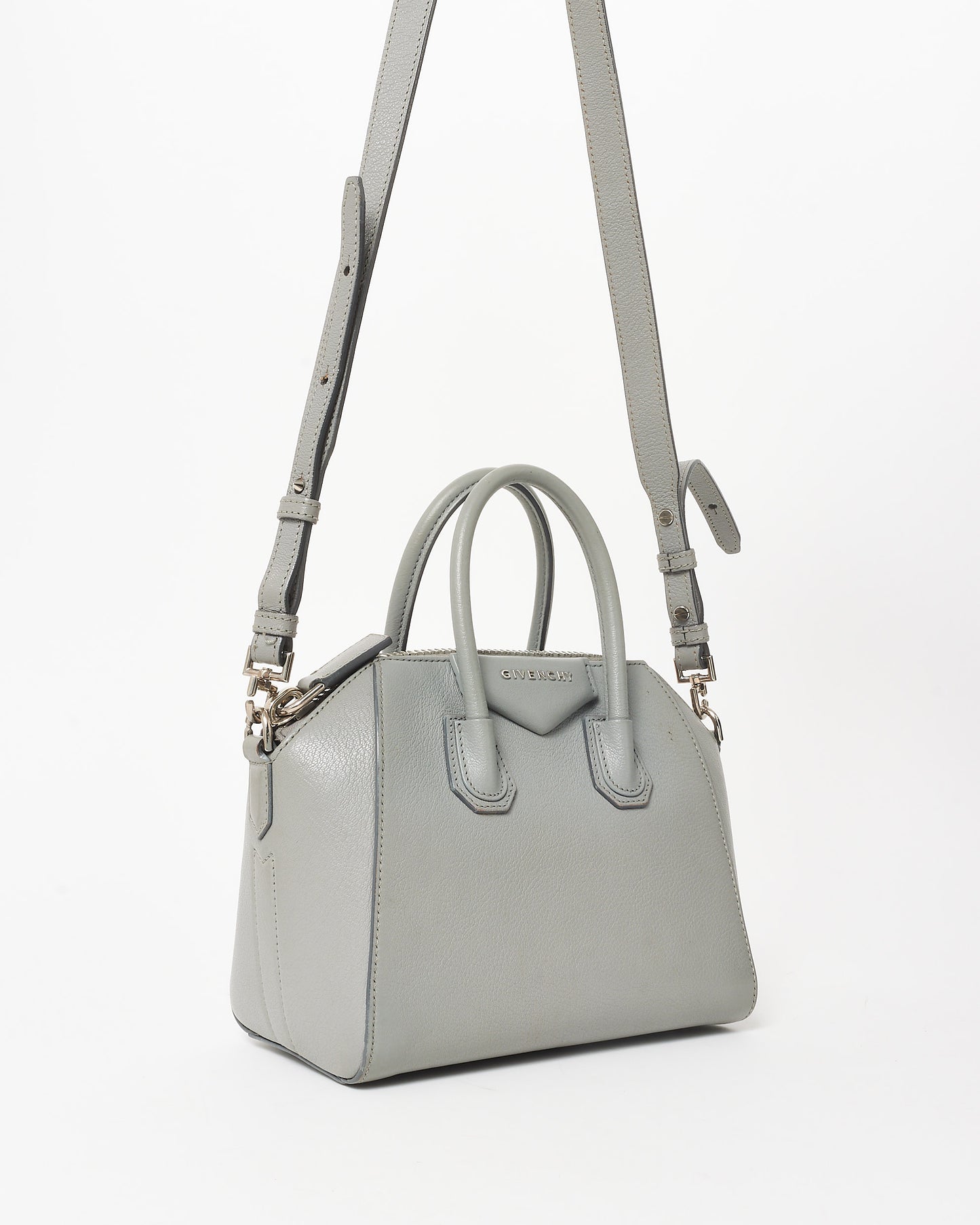 Givenchy Grey Grained Leather Leather Mini Antigona Bag