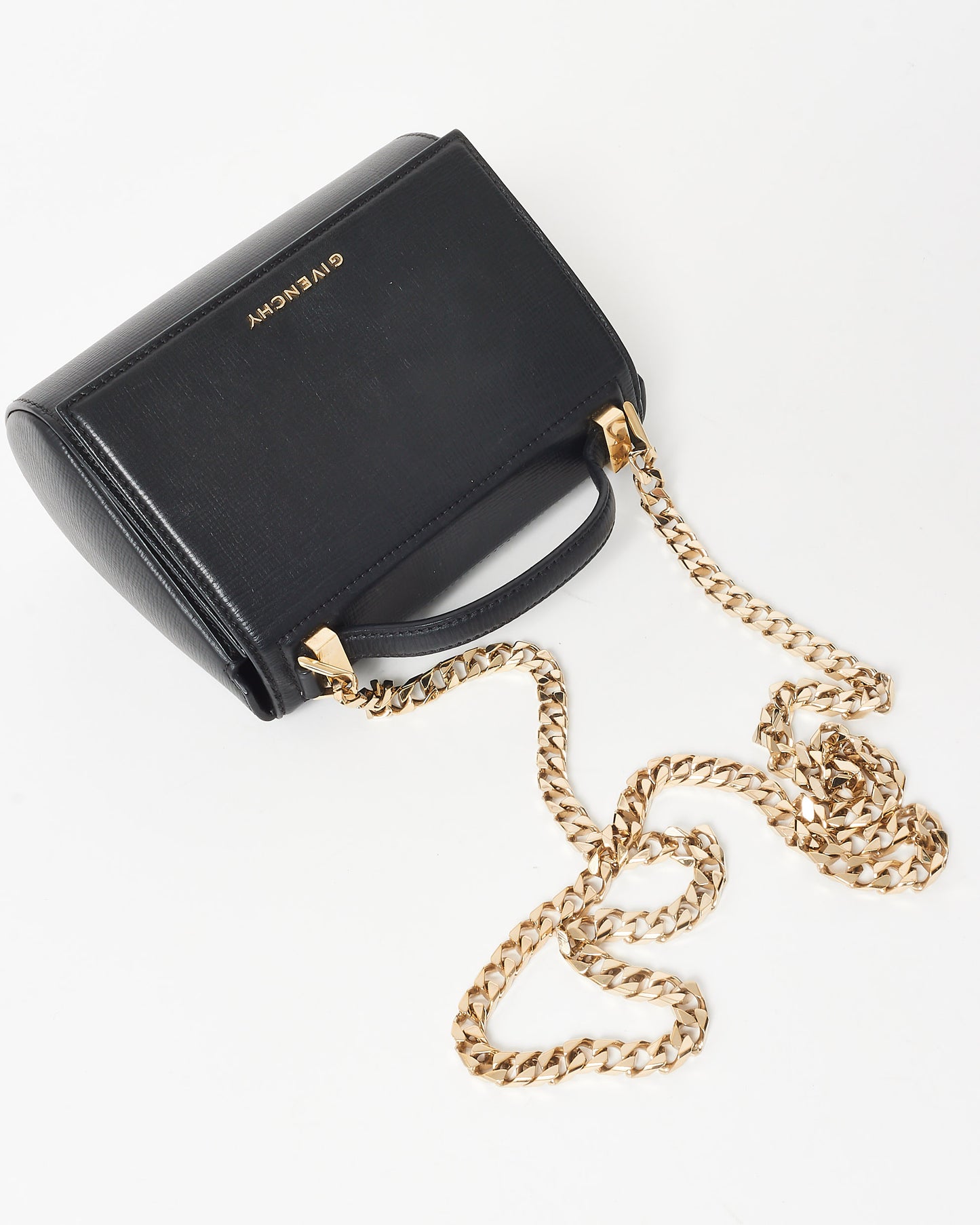 Givenchy Black Grained Leather Mini Pandora Box Crossbody Bag