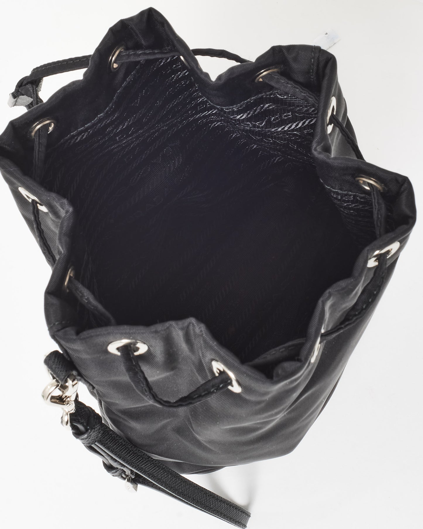 Prada Black Nylon Drawstring Wristlet Pouch