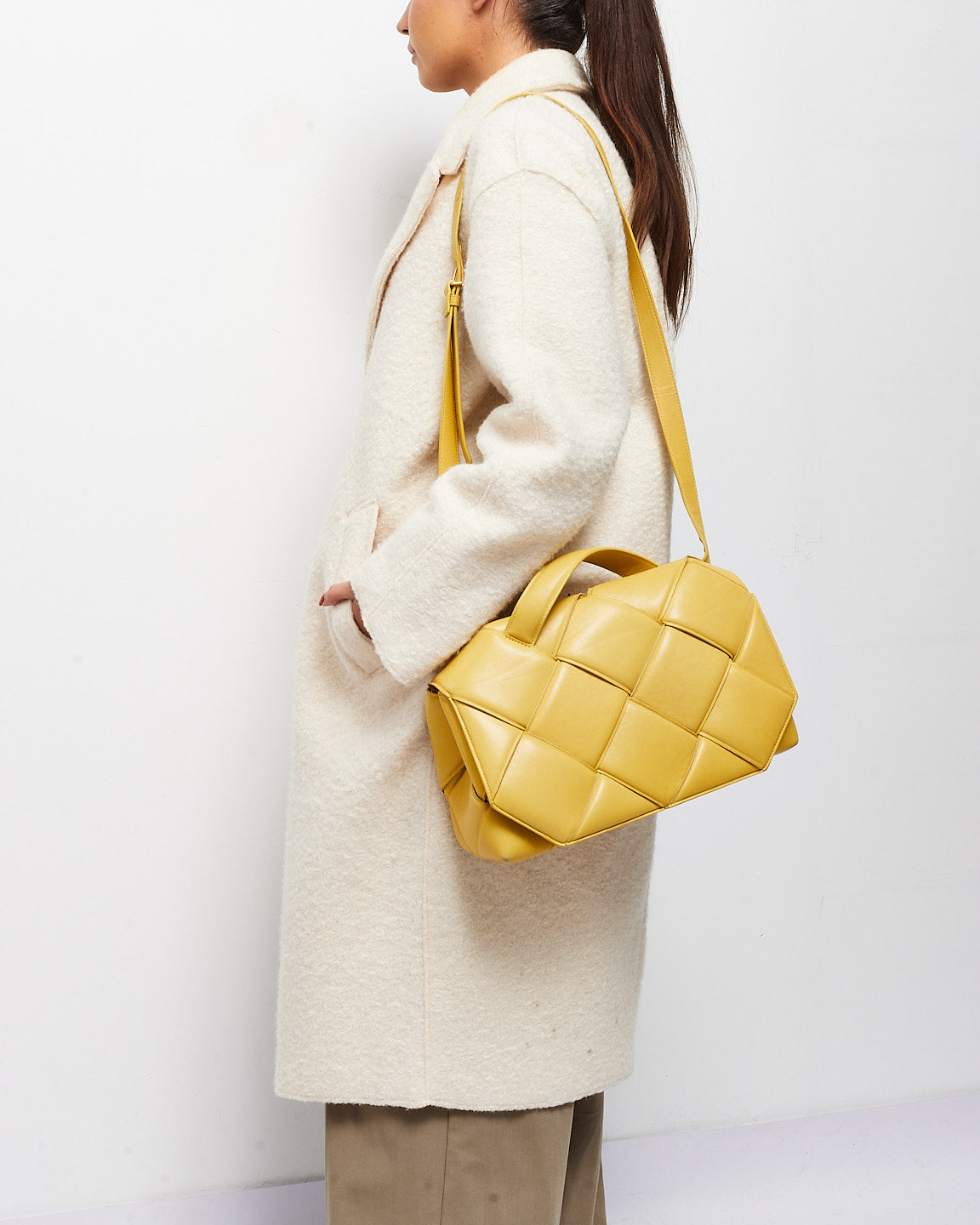 Bottega Veneta Yellow (Corn) Nappa Maxi Intrecciato Leather Padded The Top Handle Bag