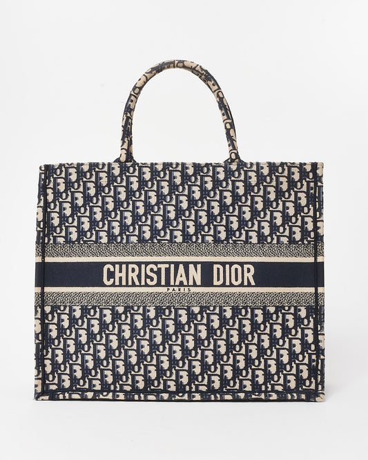 Dior Blue 
Cream Oblique Canvas Medium Book Tote