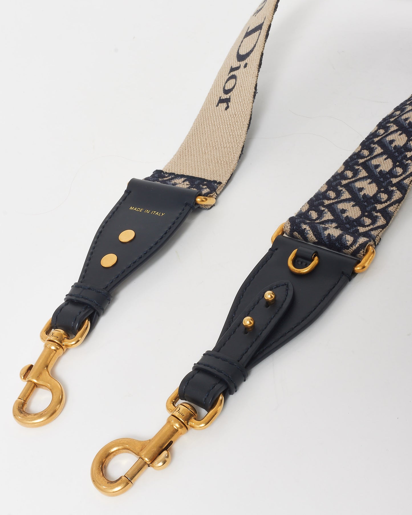 Dior Navy Oblique Jacquard Embroidered Canvas Reversible Logo Strap