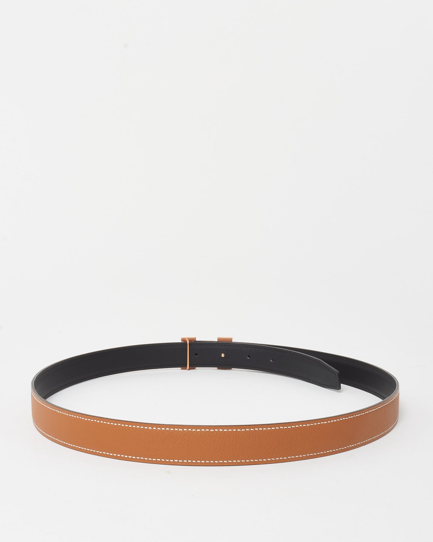 Hermès Black/Gold (Tan) Swift 
Epsom Leather Reversible 24MM H Belt RGH - 95