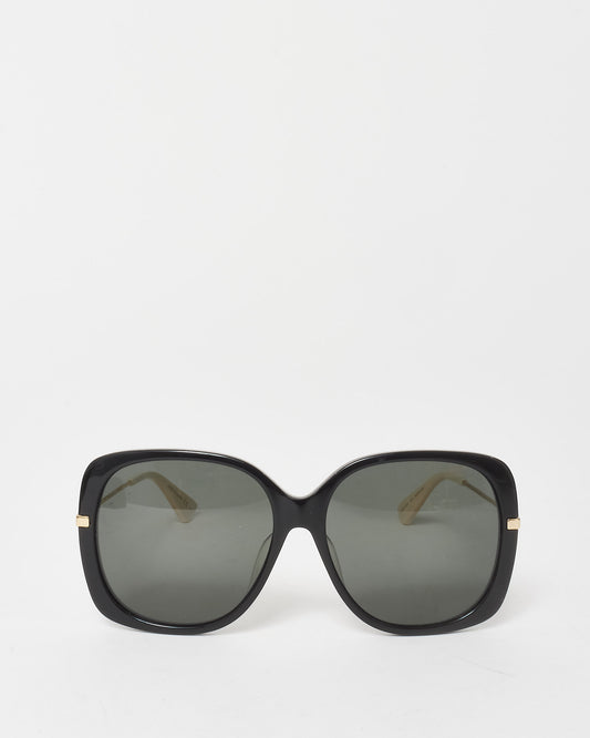 Gucci Black Oversized Gold 
Cream Arm Sunglasses