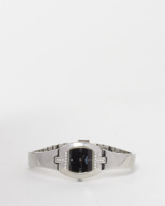 Tissot Silver Black 
Diamond T-Tonneau Watch