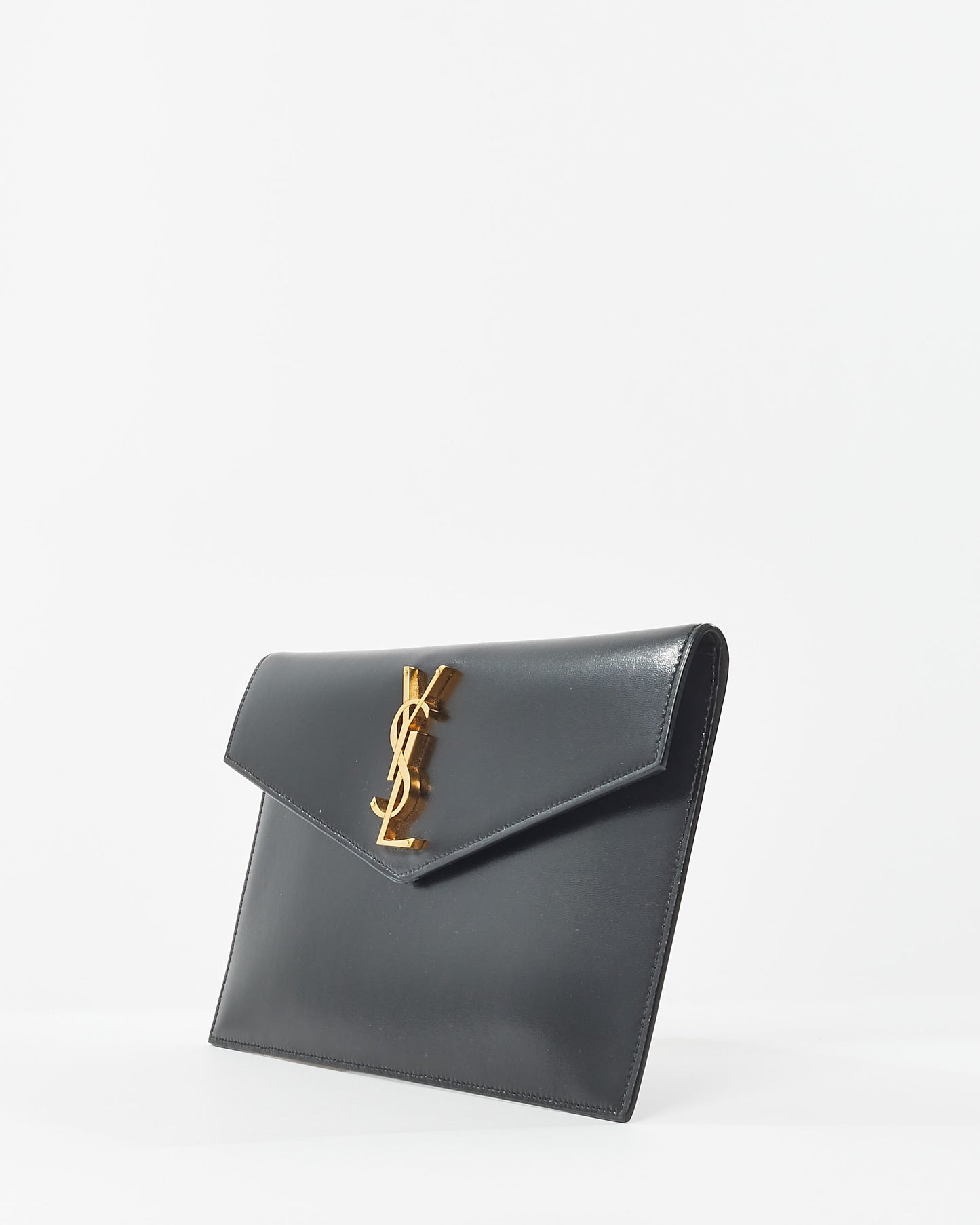 Saint Laurent Black Smooth Leather Uptown Clutch