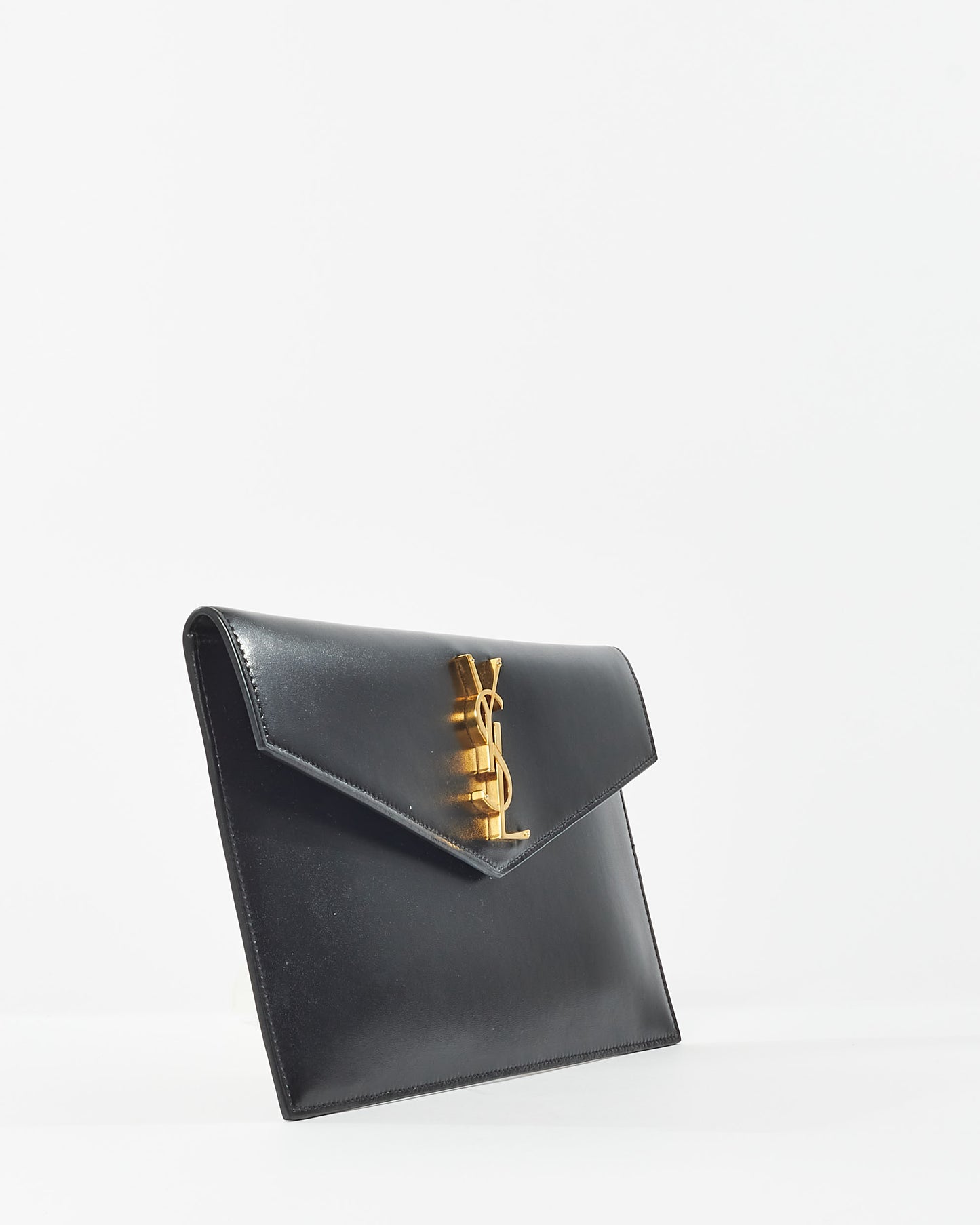 Saint Laurent Black Smooth Leather Uptown Clutch