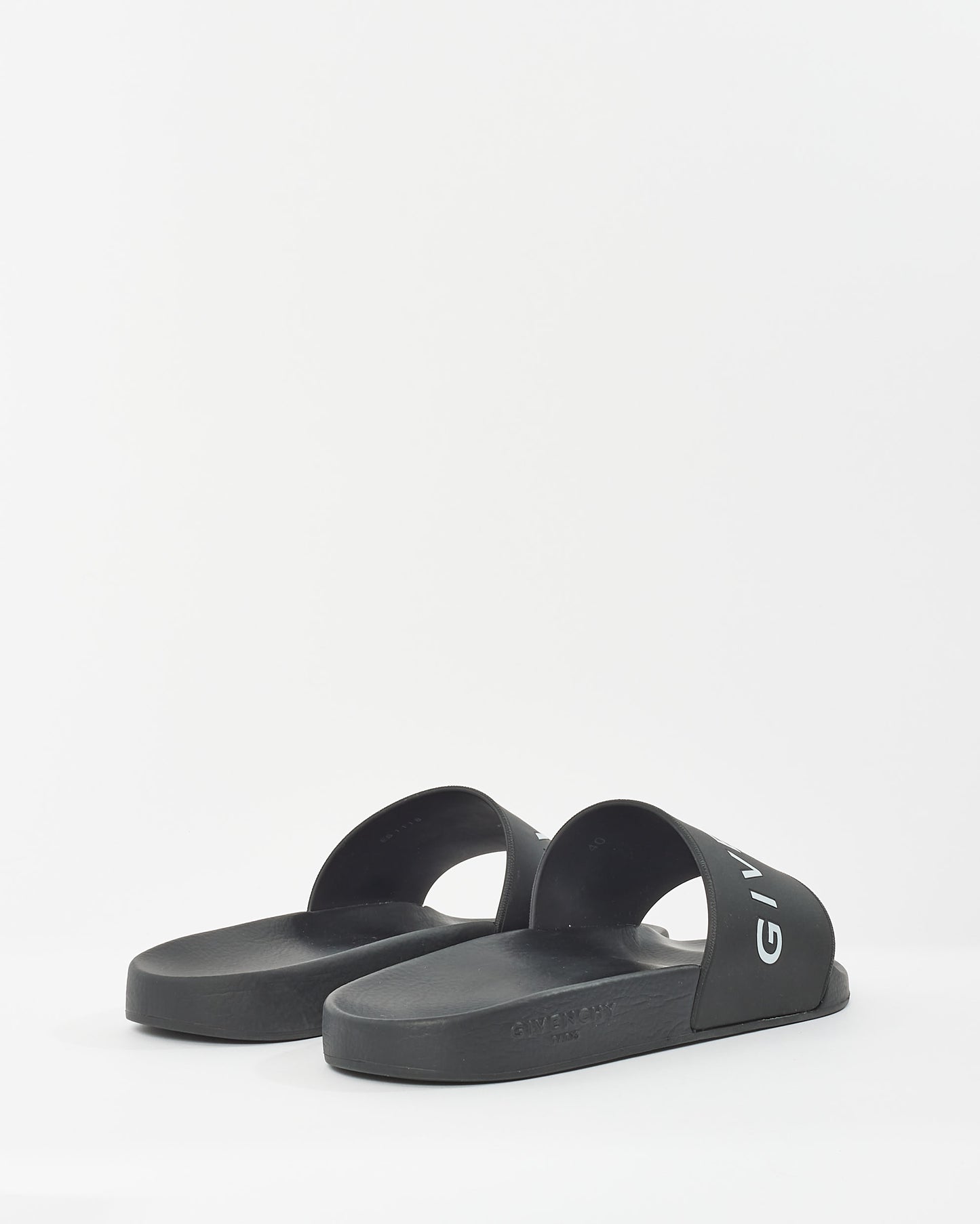 Givenchy Black Rubber Logo Pool Slides - 40