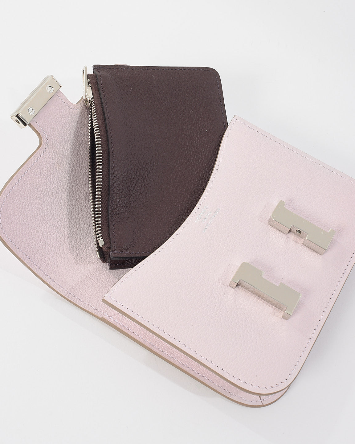 Hermès Light Pink Leather Slim Constance Wallet