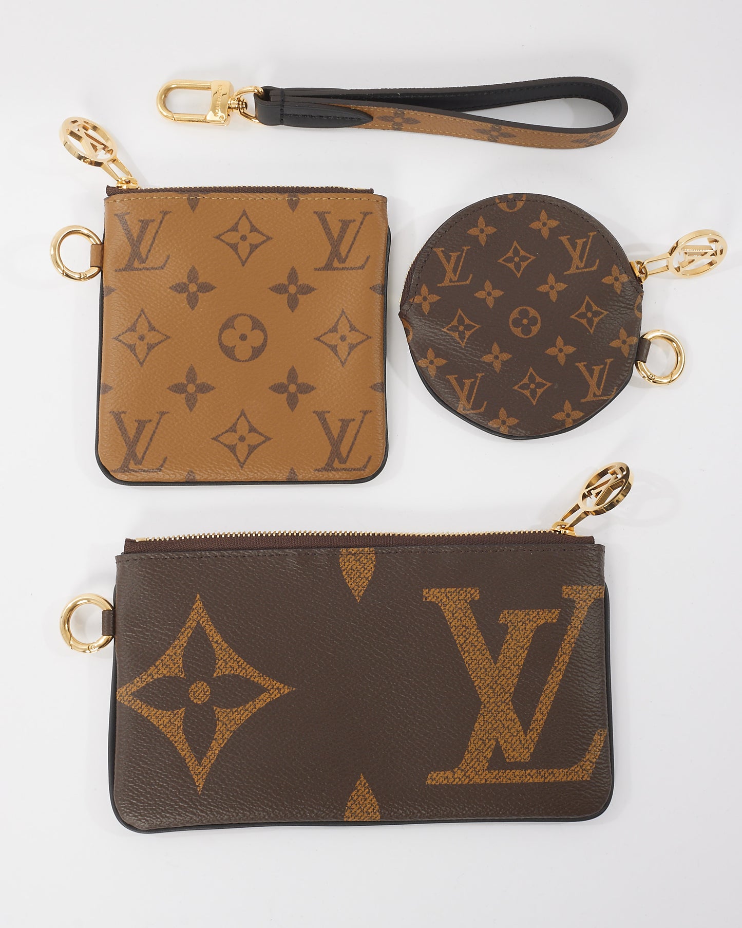 Louis Vuitton Giant Reverse Monogram Trio Pouch Wristlet