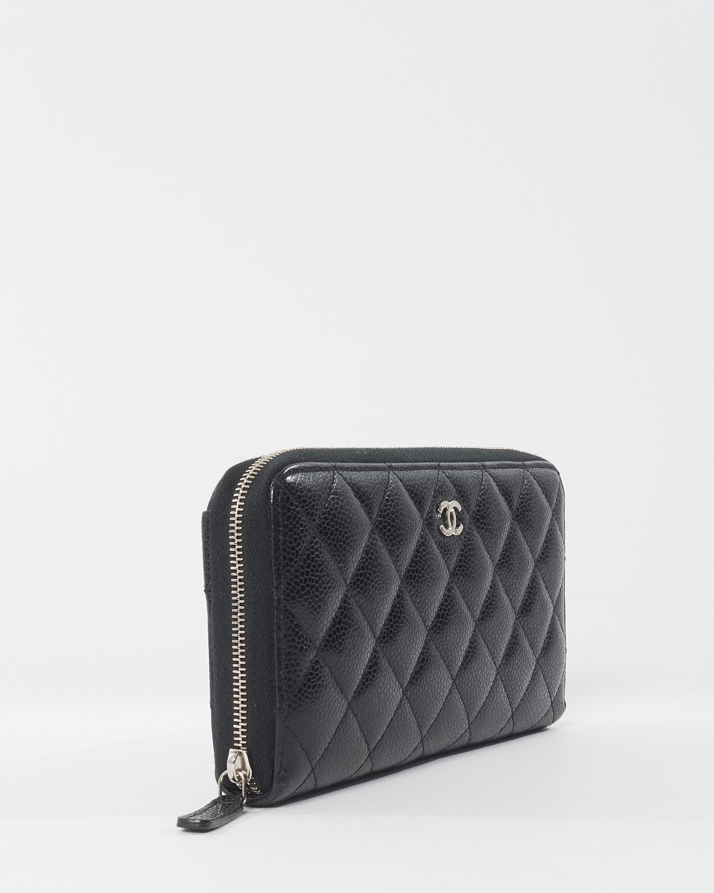 Chanel Black Quilted Caviar Leather Classic Long Zipped Wallet