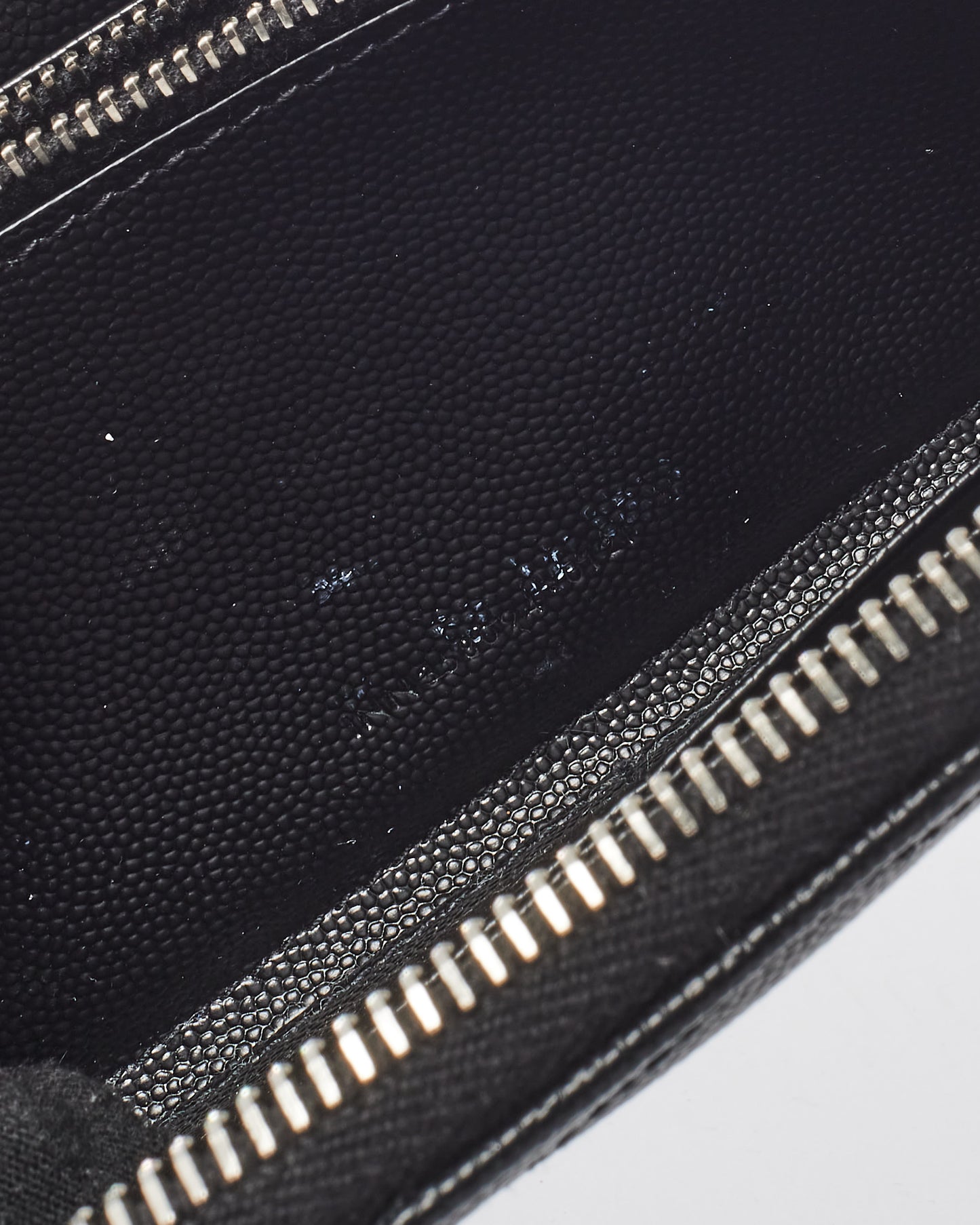 Saint Laurent Black Grain De Poudre  Matelassé Cassandre Logo Zip Around Wallet