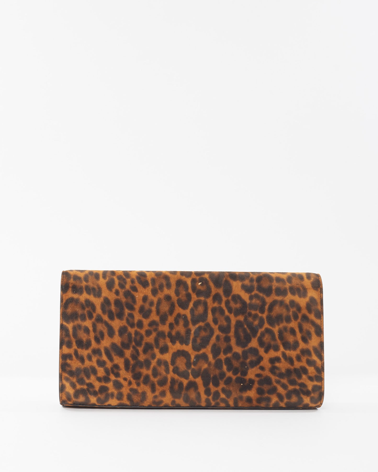 Saint Laurent Leopard Print Pony Hair YSL Logo Kate Clutch