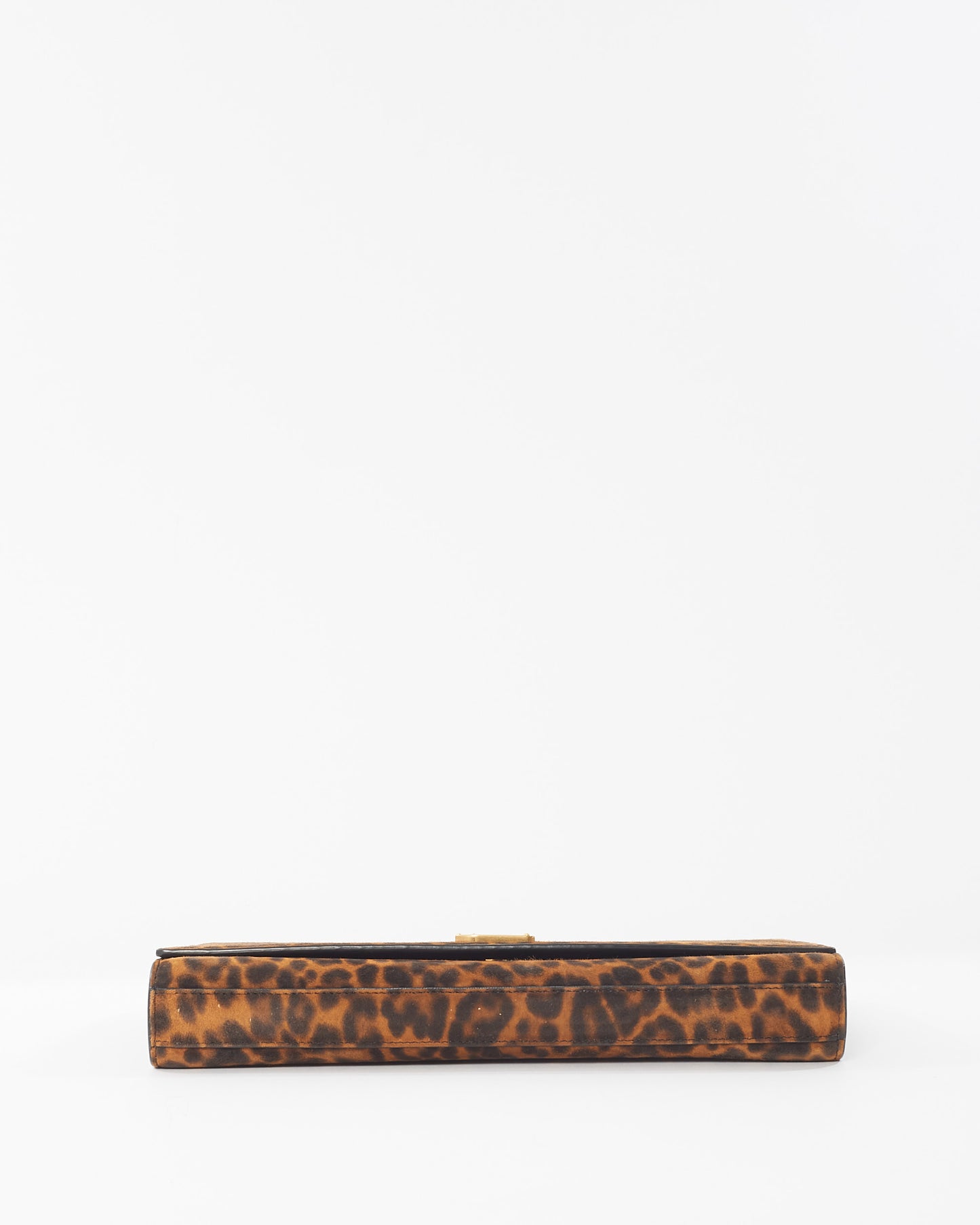 Saint Laurent Leopard Print Pony Hair YSL Logo Kate Clutch