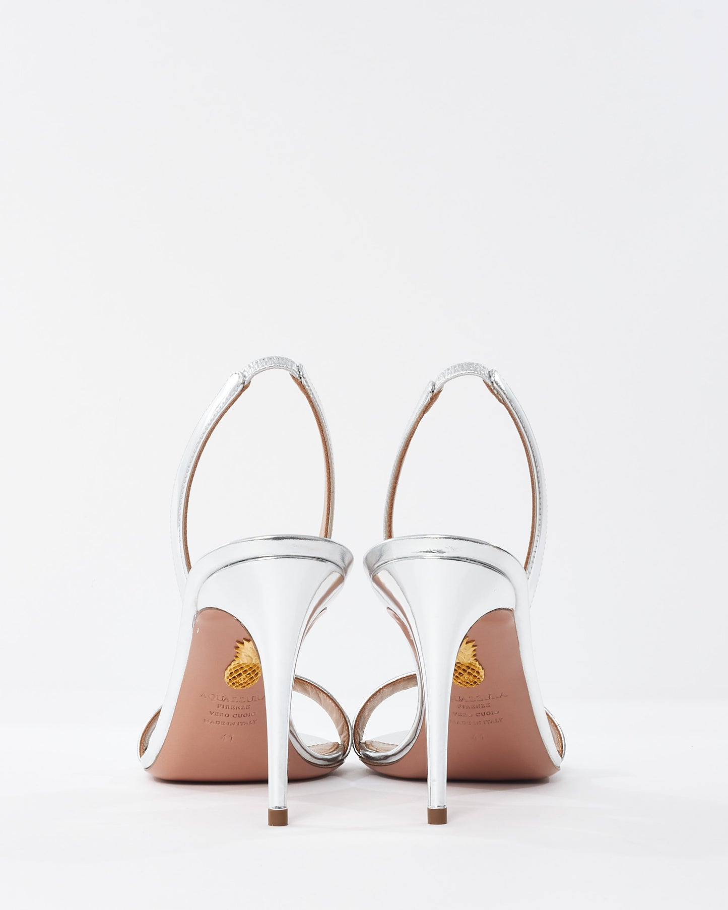 Aquazzura Silver Leather So Nude 85mm Stiletto Sandals - 41