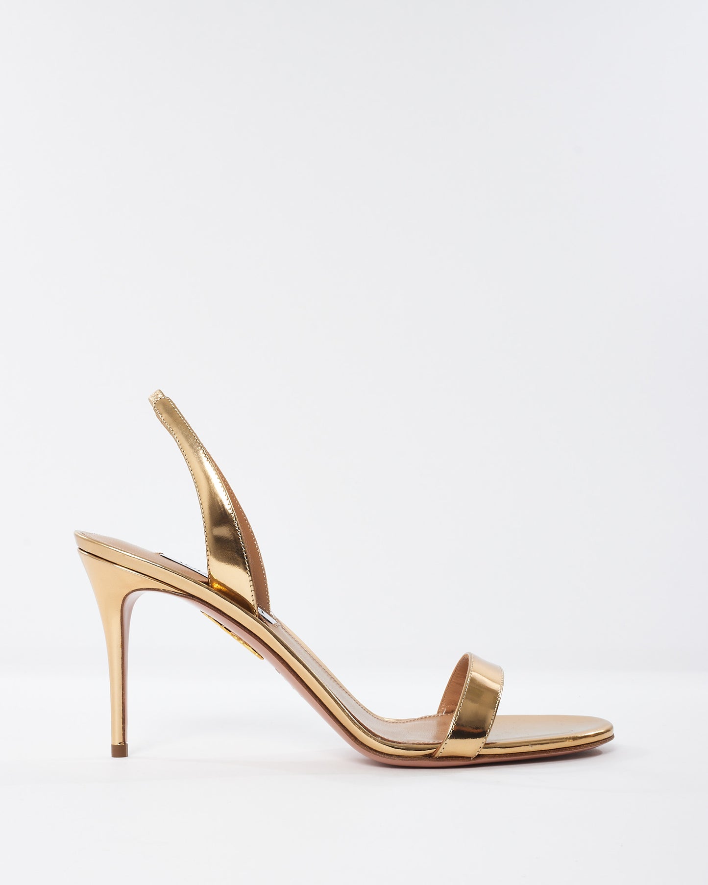 Aquazzura Gold Leather So Nude 85mm Stiletto Sandals - 41