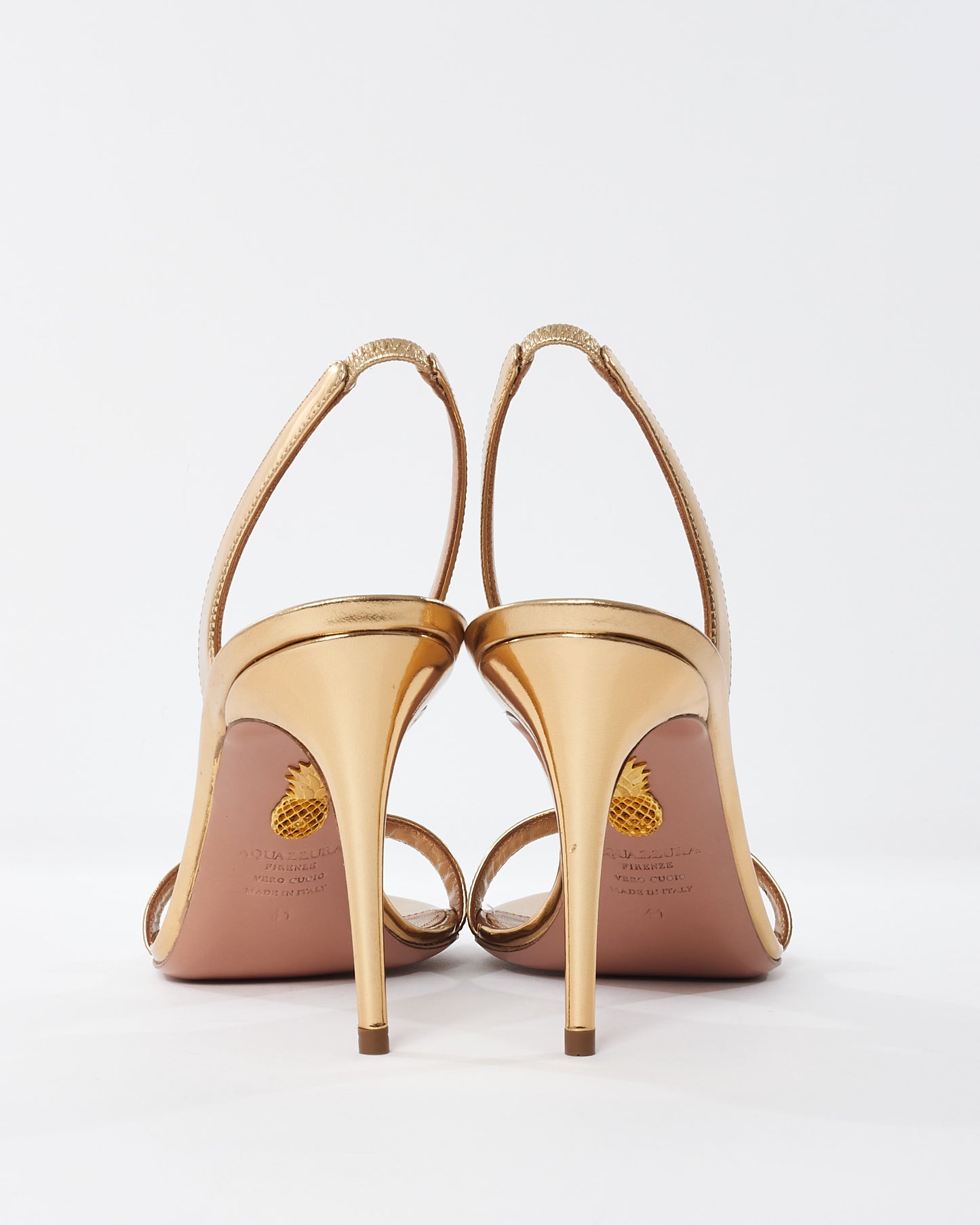 Aquazzura Gold Leather So Nude 85mm Stiletto Sandals - 41