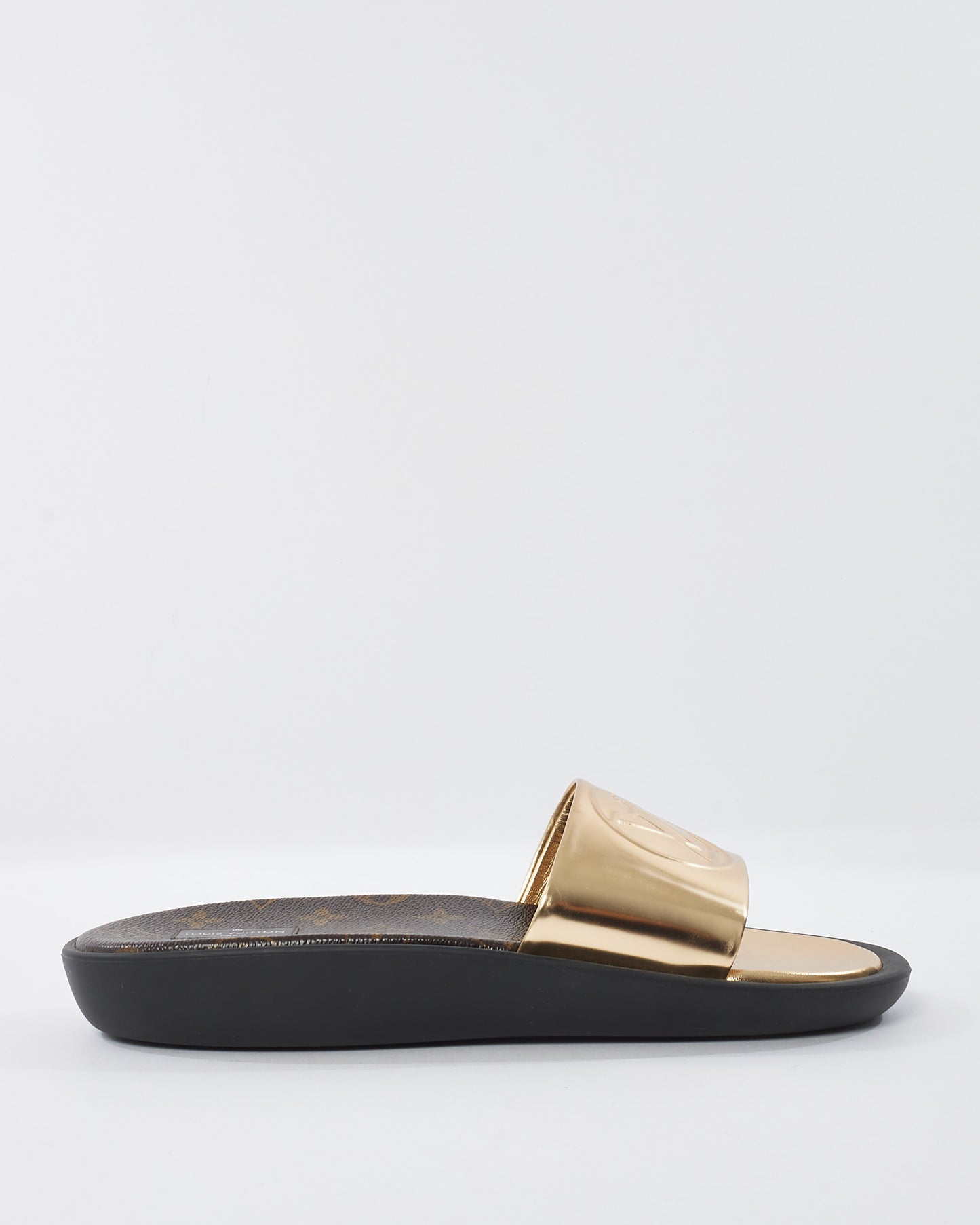 Louis Vuitton Monogram 
Gold Mule Slides - 41