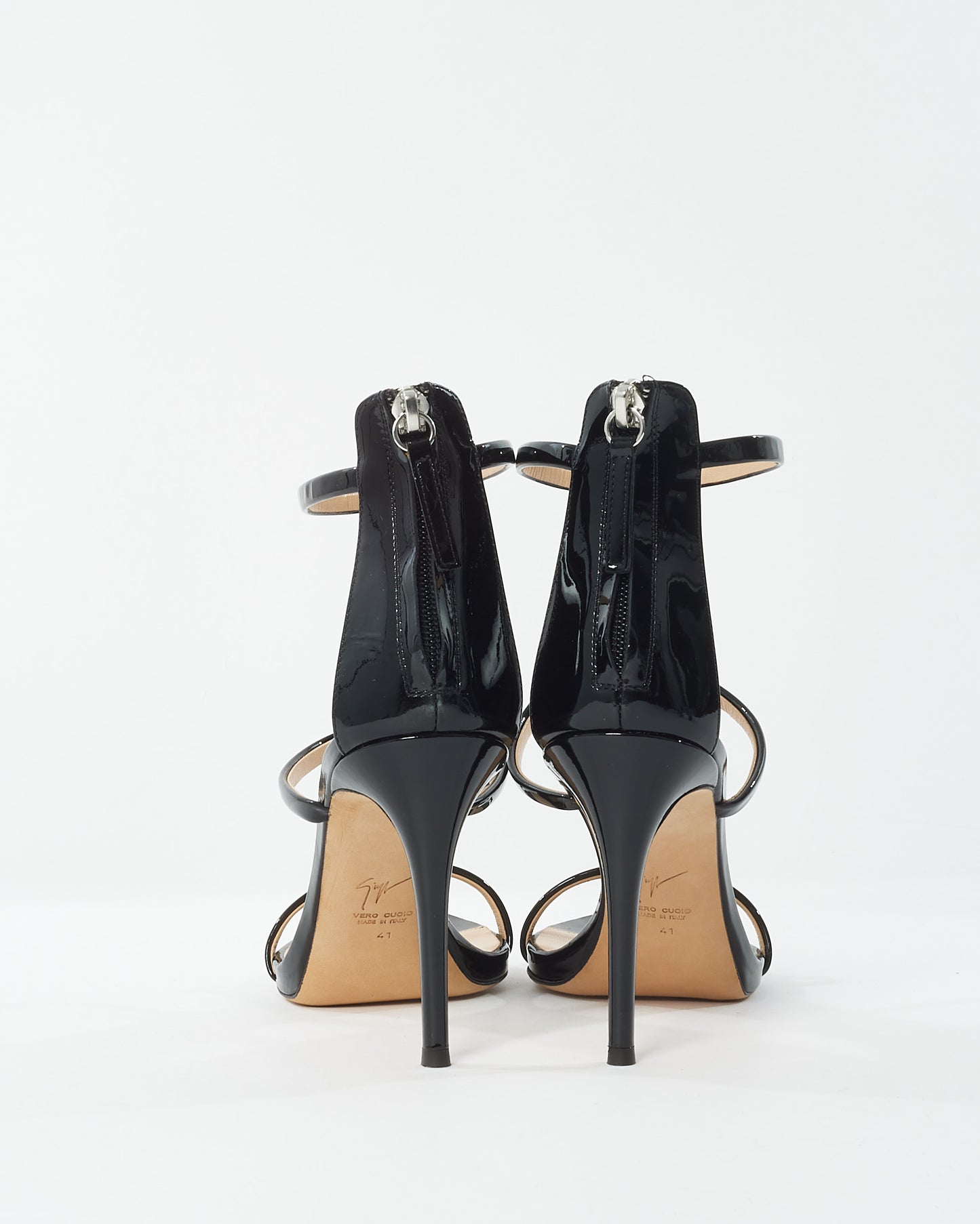 Giuseppe Zanotti Black Patent Leather Harmony Sandals - 41