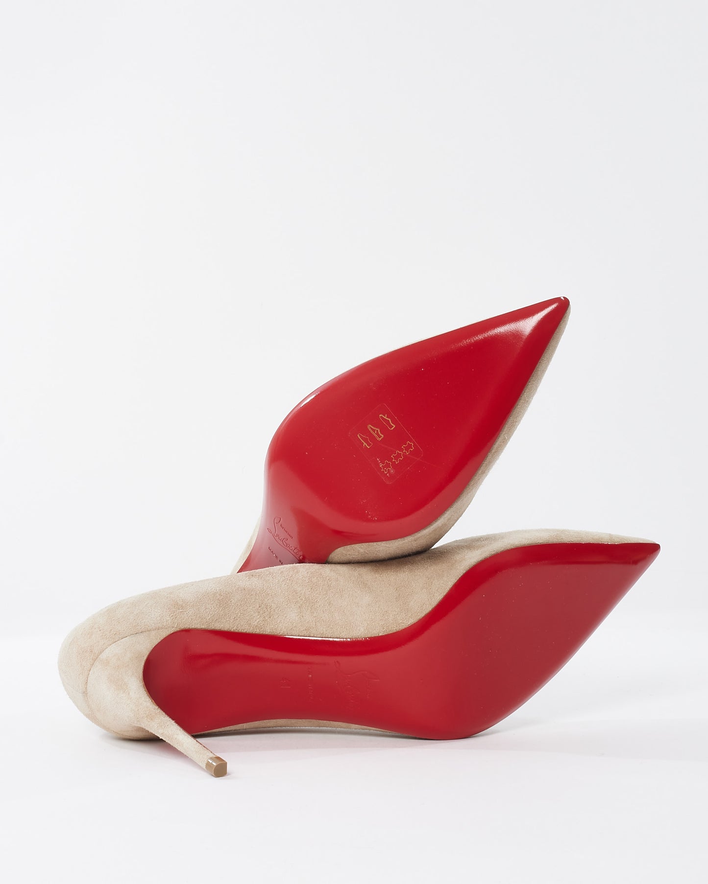 Christian Louboutin Beige Suede Kate 85mm Pumps - 41