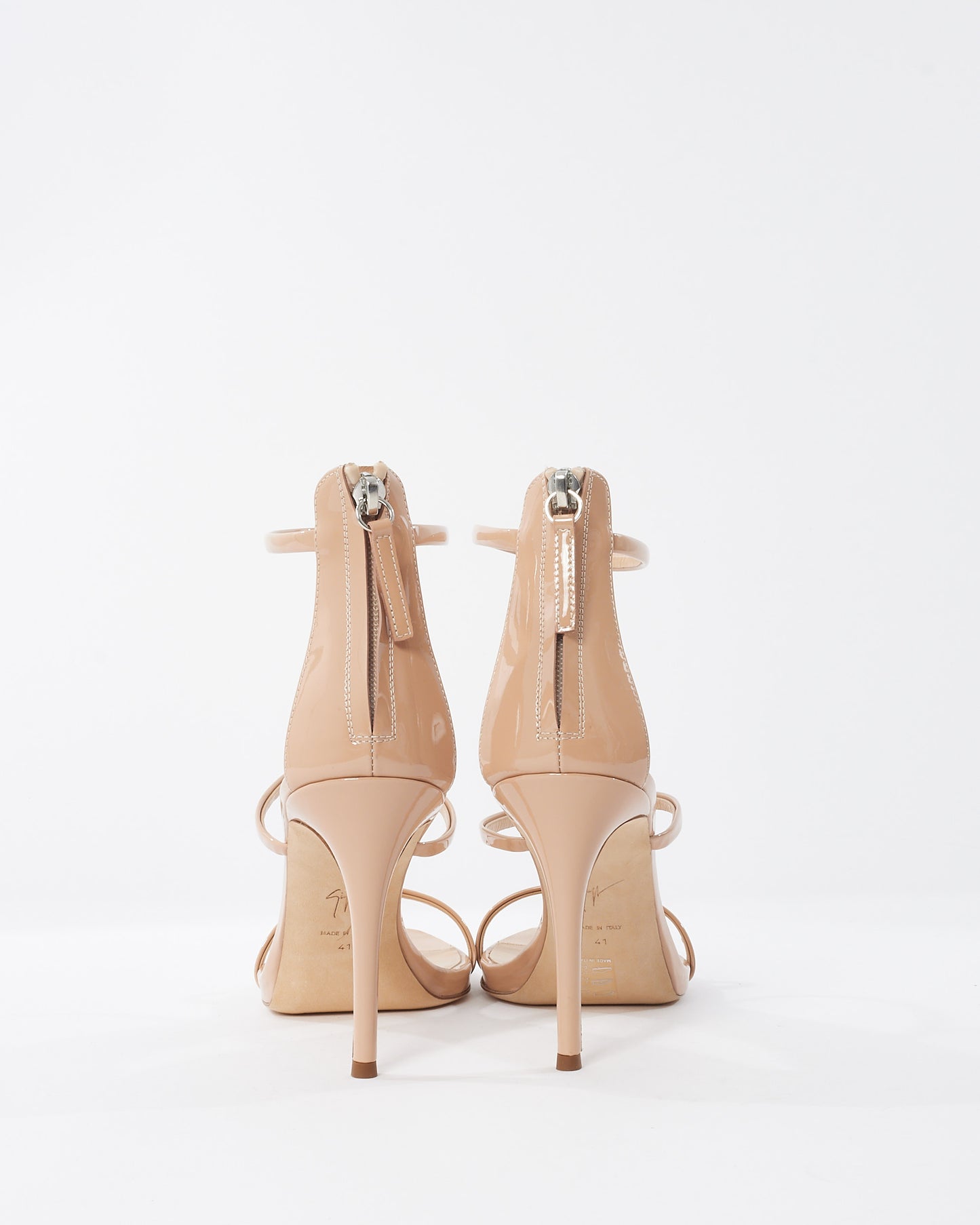 Giuseppe Zanotti Beige Patent Leather Harmony Sandals - 41