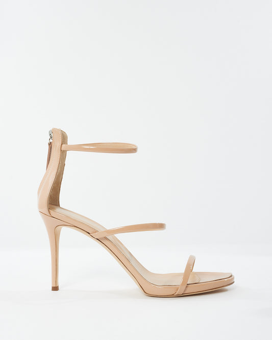 Giuseppe Zanotti Beige Patent Leather Harmony Sandals - 41