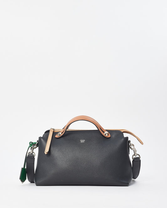 Fendi Black Green 
Brown Leather "By The Way" Bowling Bag