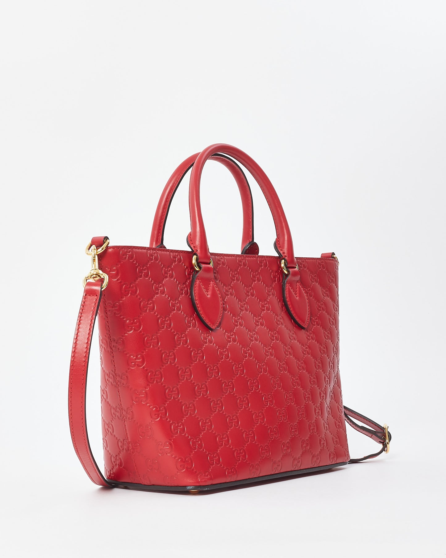 Gucci Red GG Signature G Monogram Leather Top Handle Bag