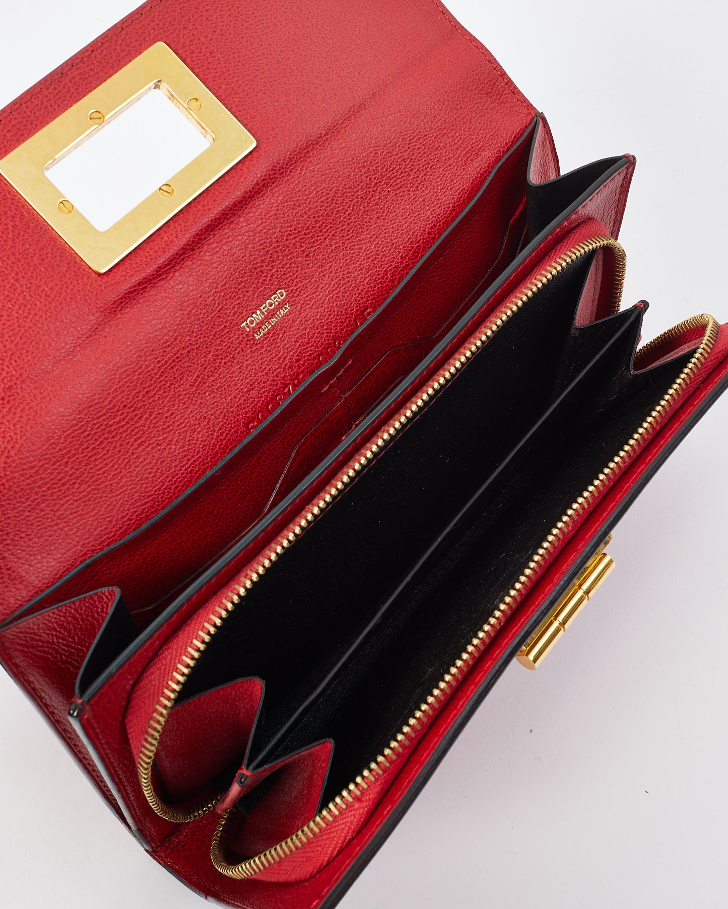 Tom Ford Red Leather Turnlock Natalia Continental Wallet