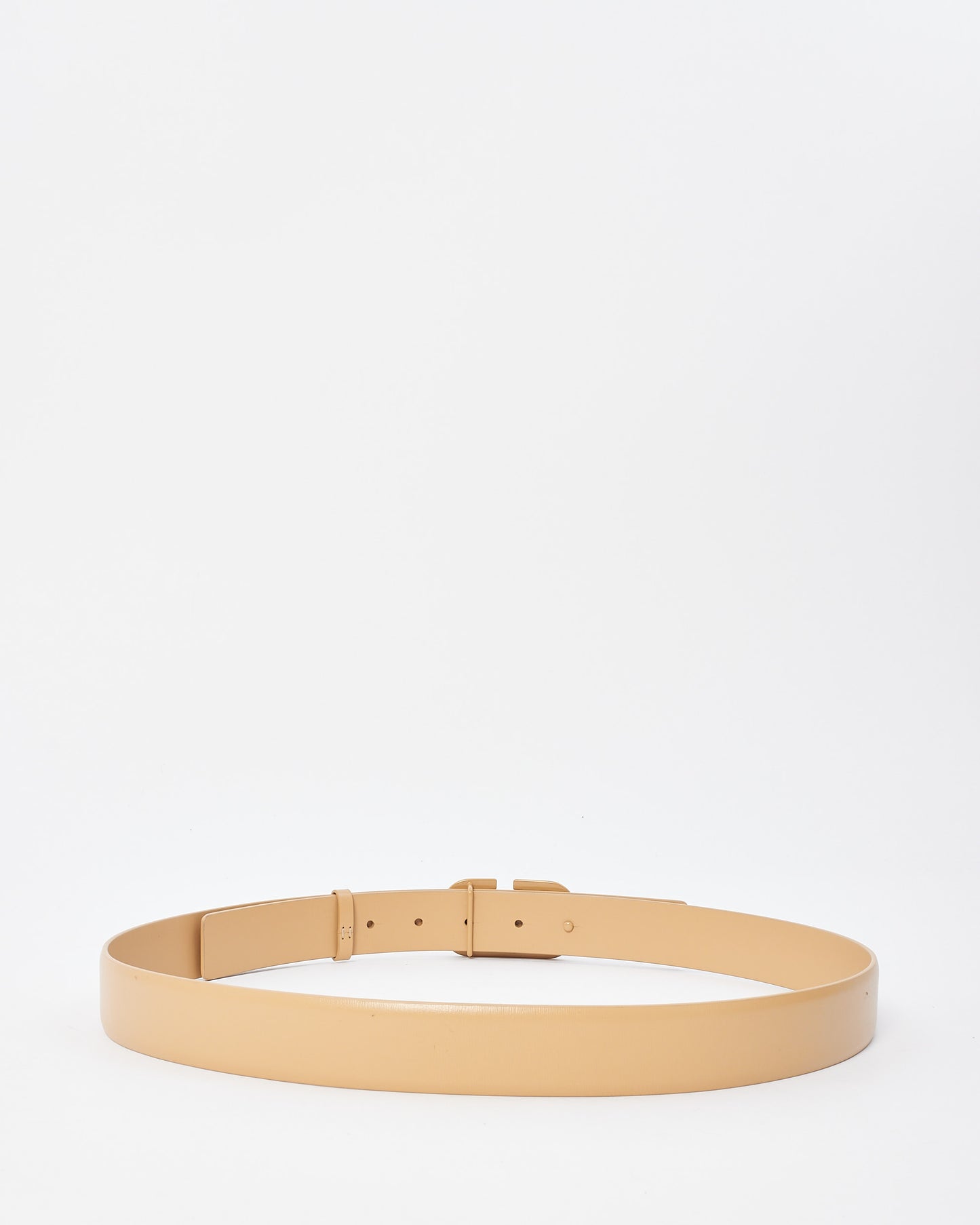 Valentino Beige Leather Tonal V Logo Belt - 100/40