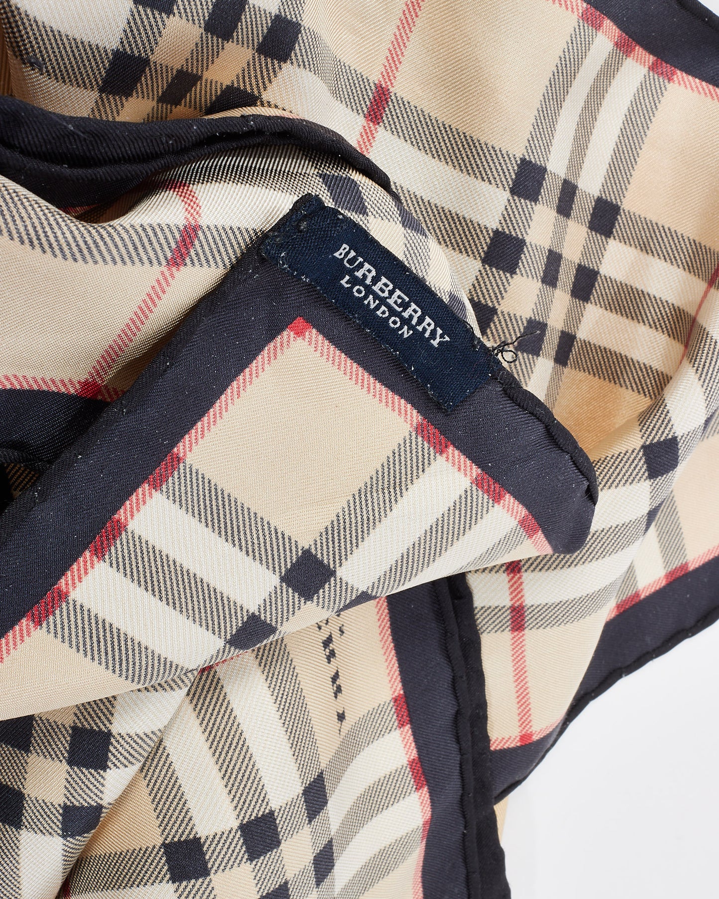 Burberry Beige Check 
Black Silk Scarf