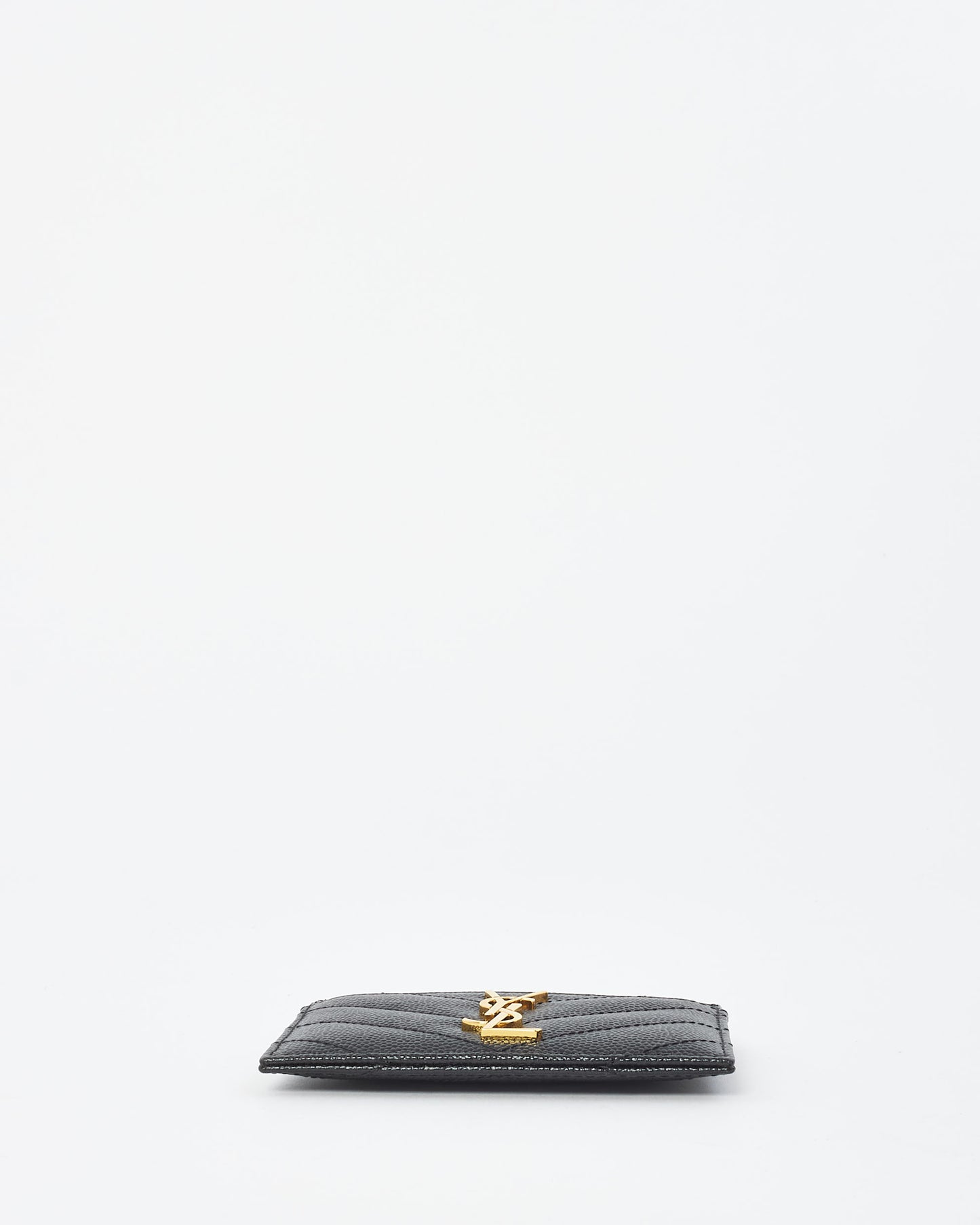 Saint Laurent Black Grain De Poudre Leather Cassandre Matelassé Card Holder