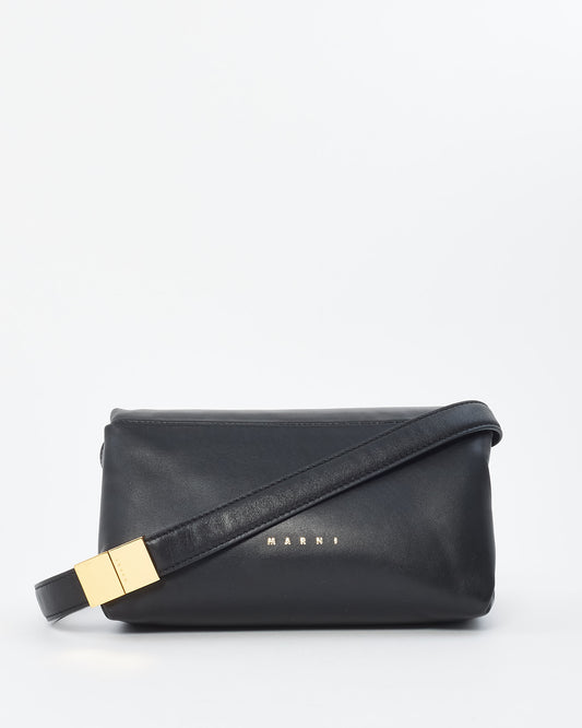 Marni Black Puffer Leather Small Prisma Shoulder Bag