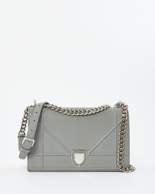 Dior Grey Leather Cannage Diorama Shoulder Bag