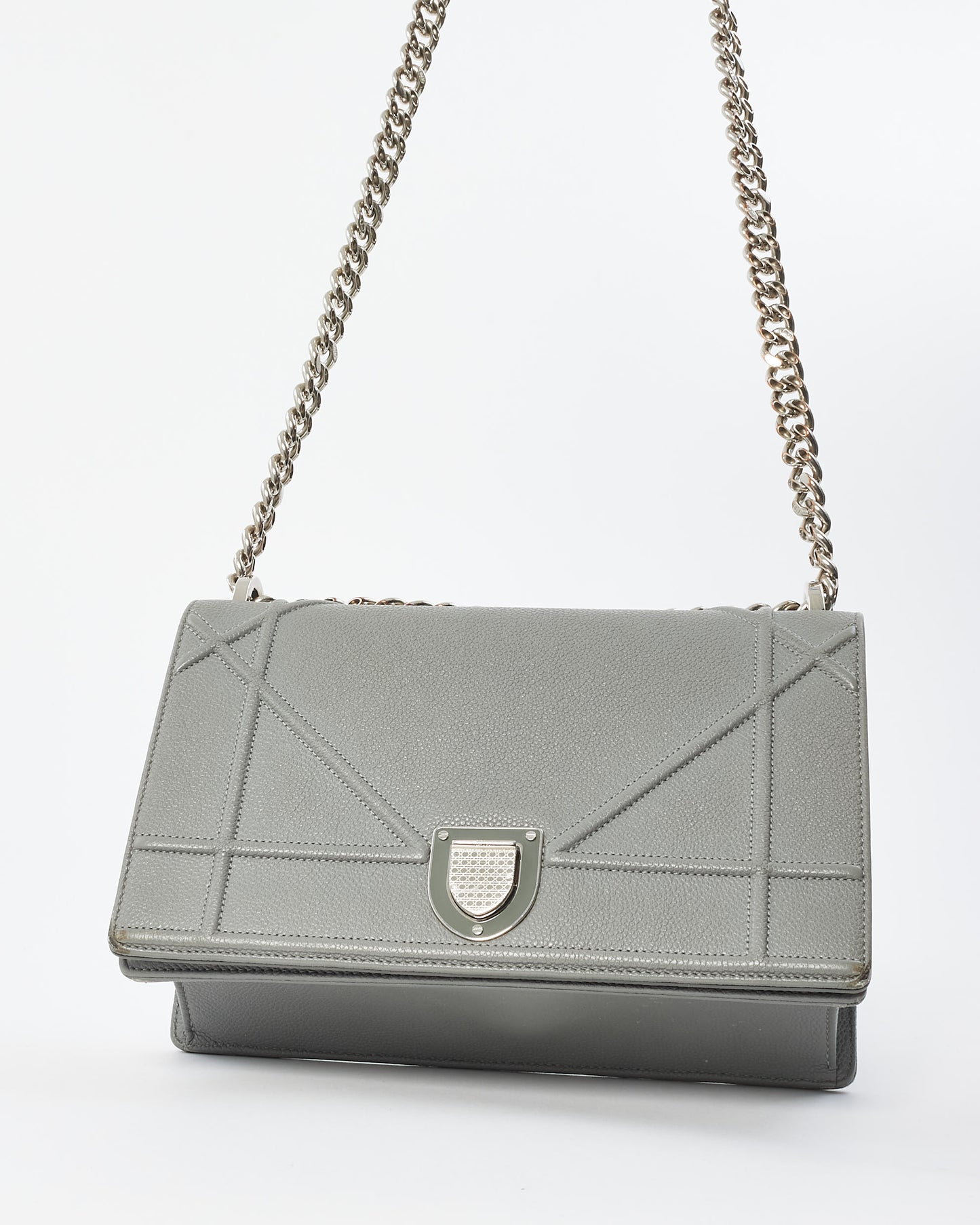 Dior Grey Leather Cannage Diorama Shoulder Bag