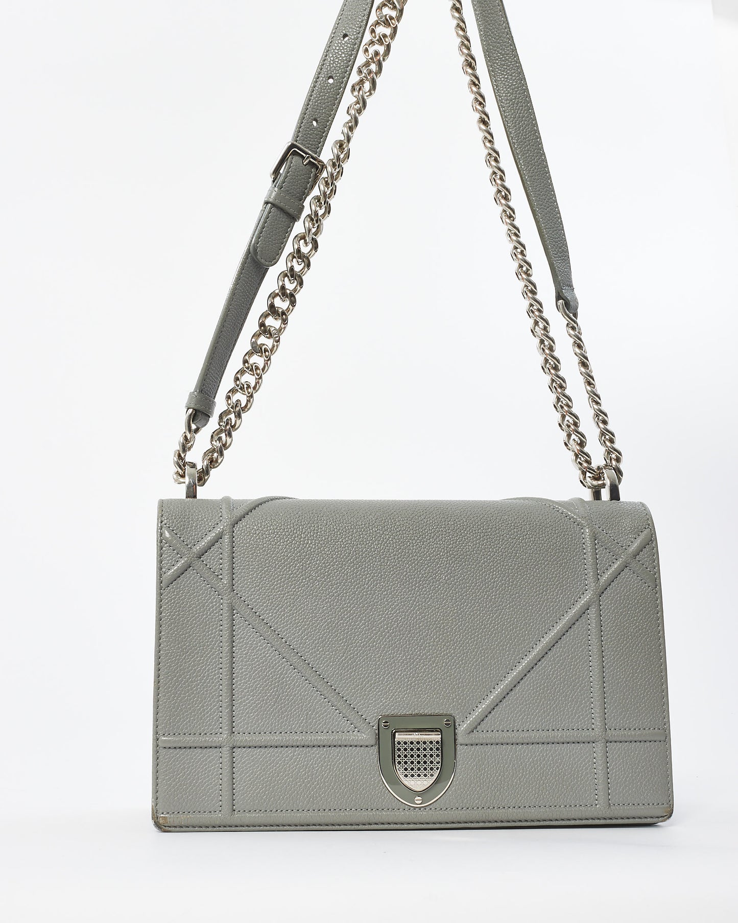 Dior Grey Leather Cannage Diorama Shoulder Bag