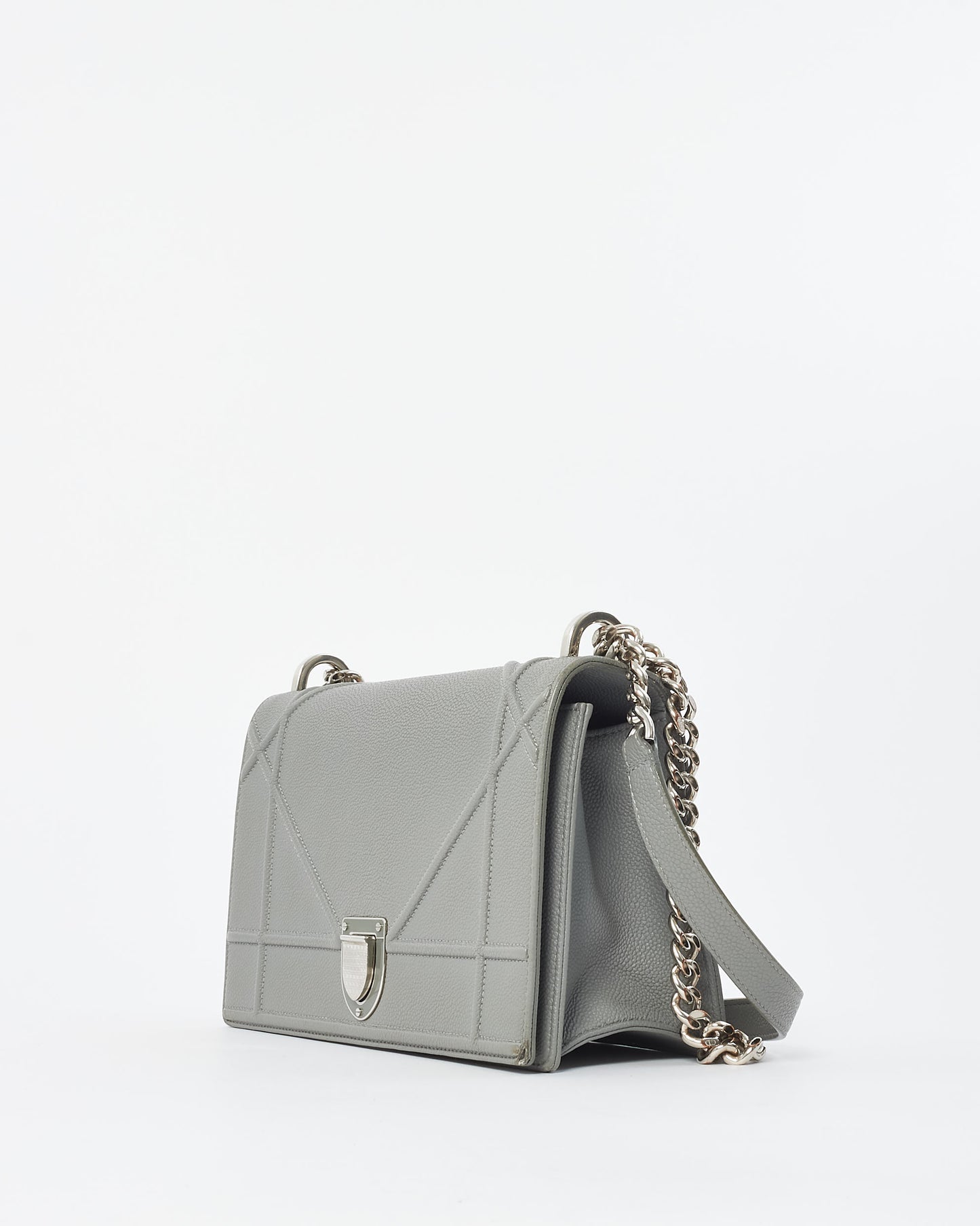 Dior Grey Leather Cannage Diorama Shoulder Bag