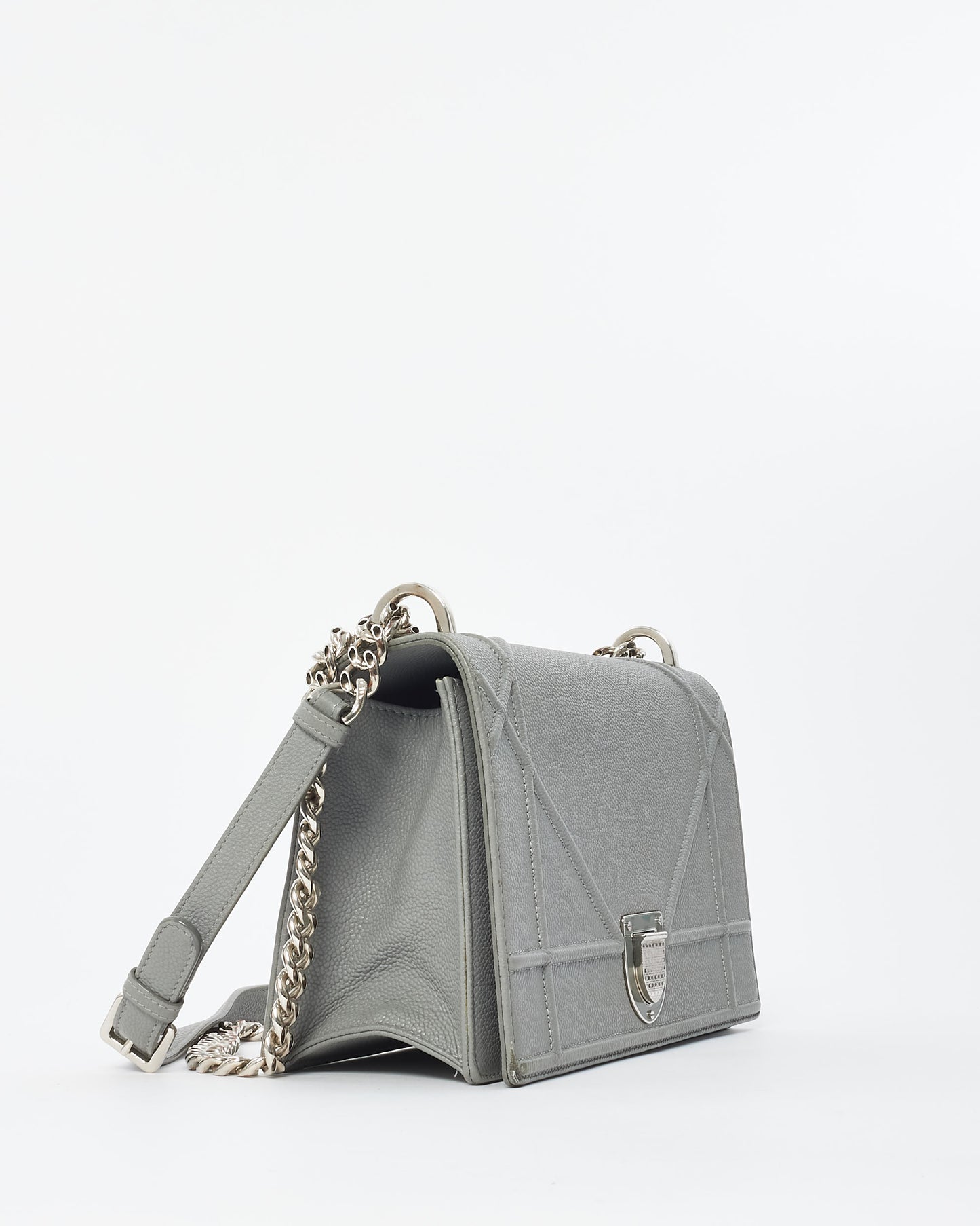 Dior Grey Leather Cannage Diorama Shoulder Bag