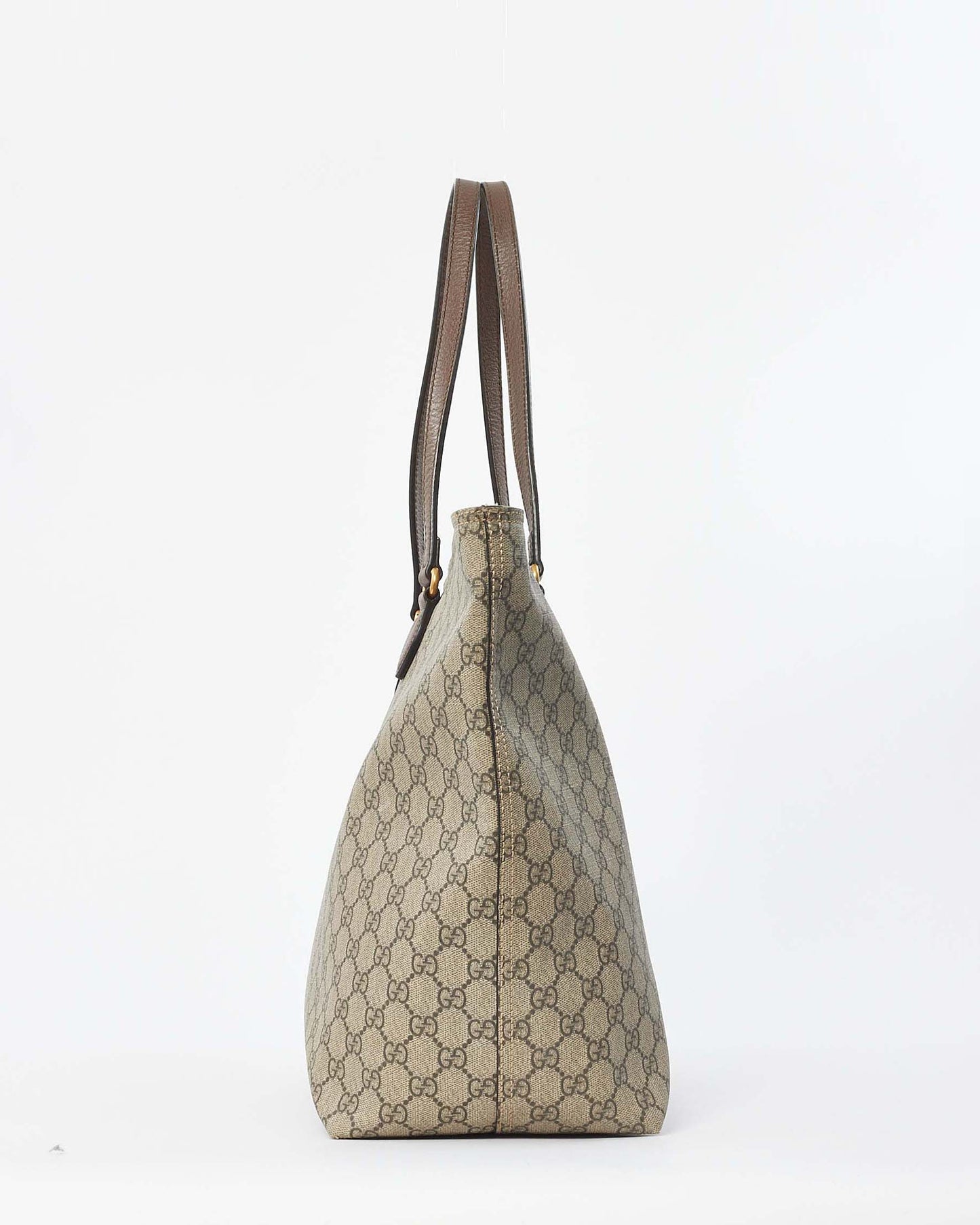 Gucci Beige/Brown GG Monogram Supreme Canvas Large Zip Tote Bag