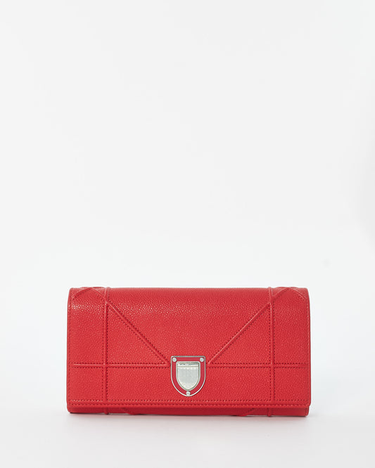 Dior Red Leather Dioramma Wallet On Chain