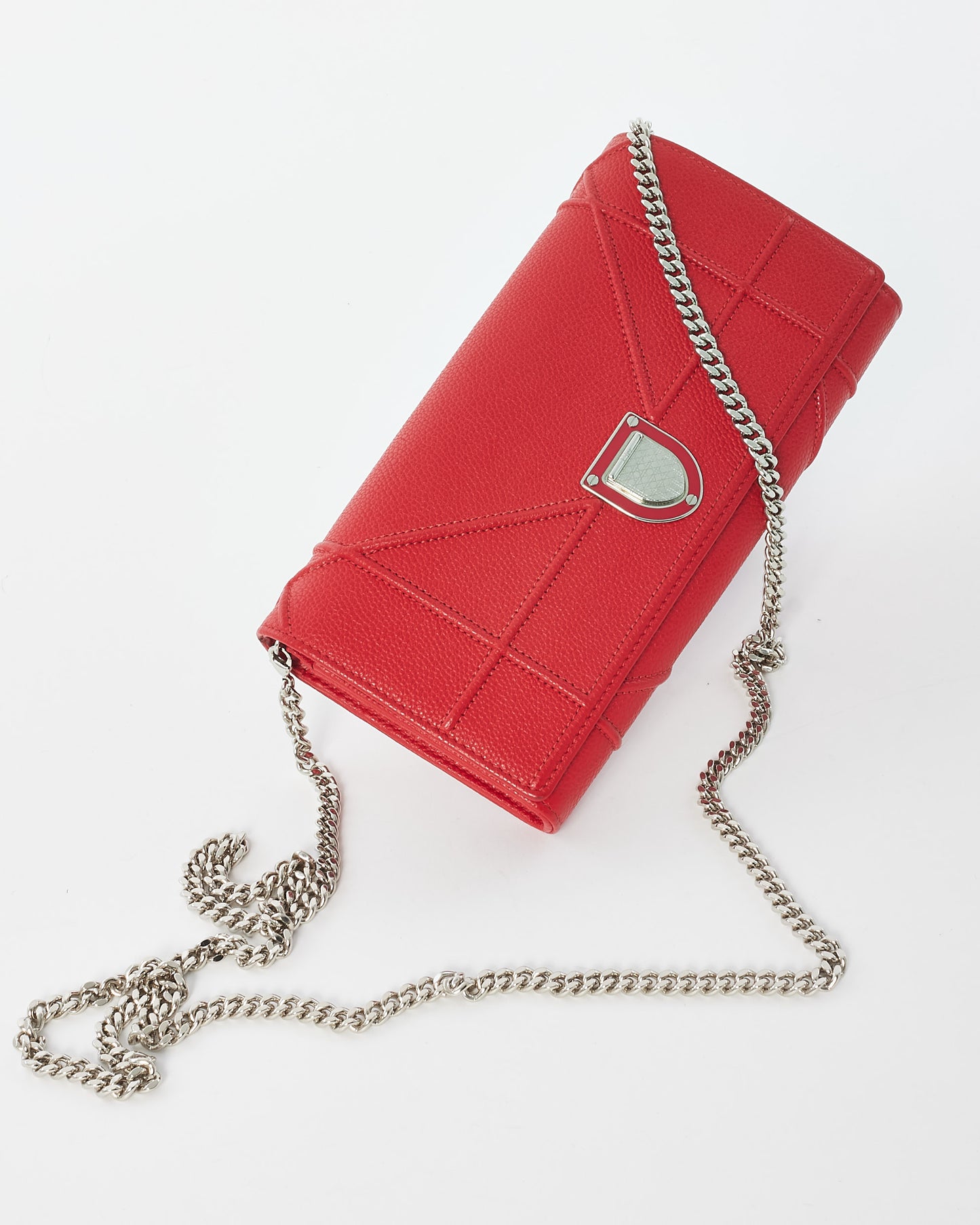 Dior Red Leather Dioramma Wallet On Chain