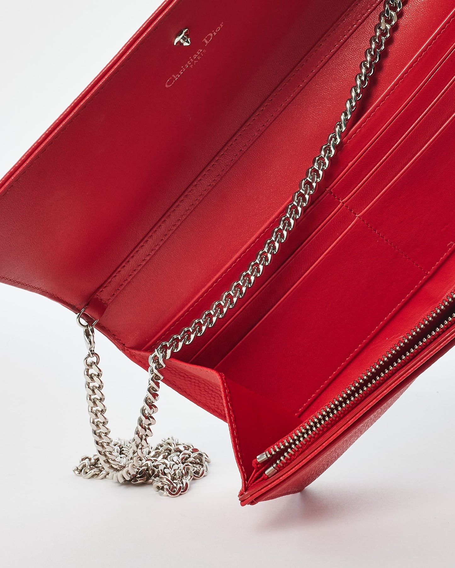 Dior Red Leather Dioramma Wallet On Chain