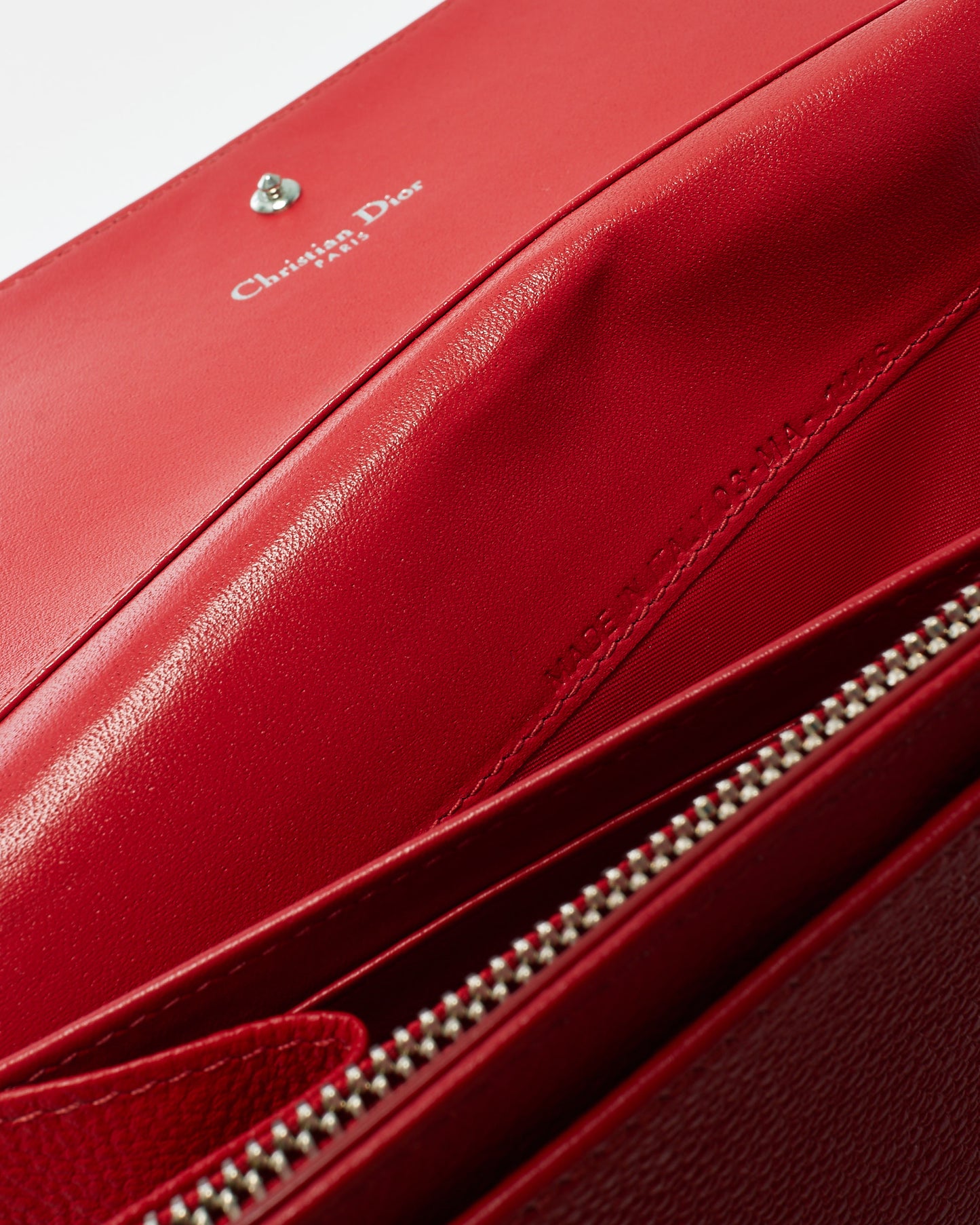 Dior Red Leather Dioramma Wallet On Chain