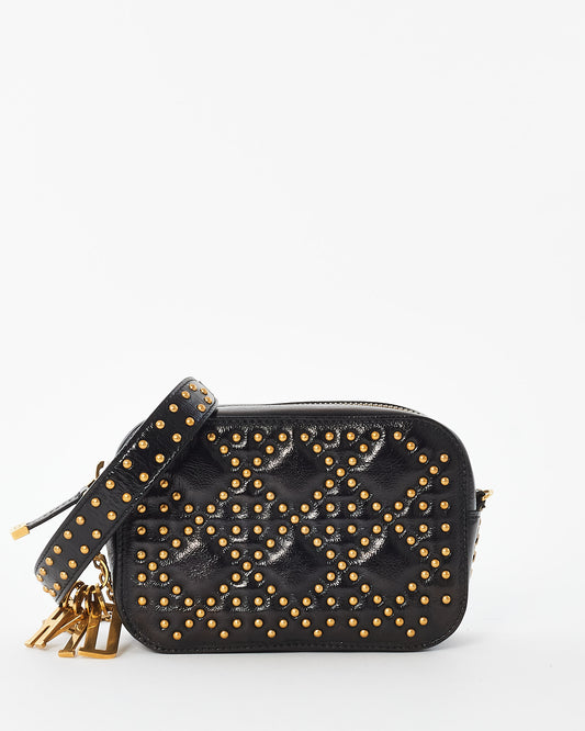 Dior Black Leather Studded Cannage Mini Crossbody Bag