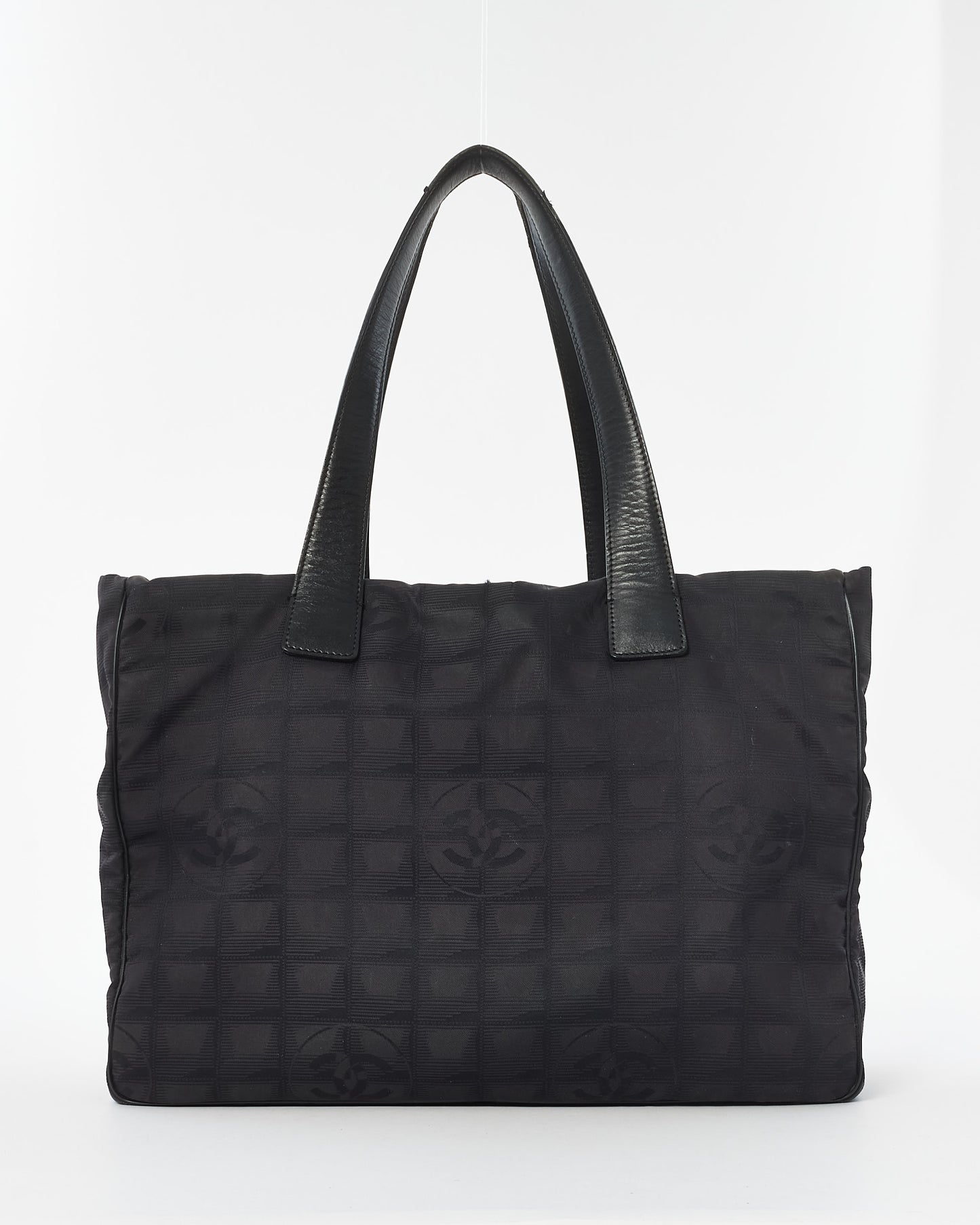 Chanel Black CC Logo New Line Nylon Tote Bag W/ Pouch