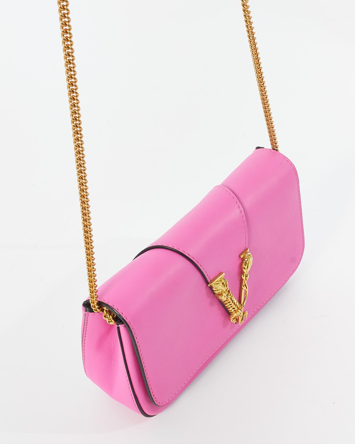 Versace Pink Leather Virtus Crossbody Bag